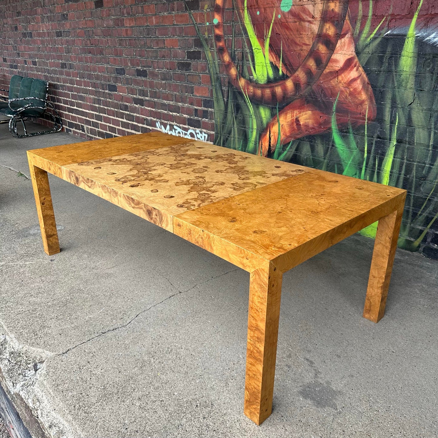 Milo Baughman Burlwood Dining Table Olive Wood