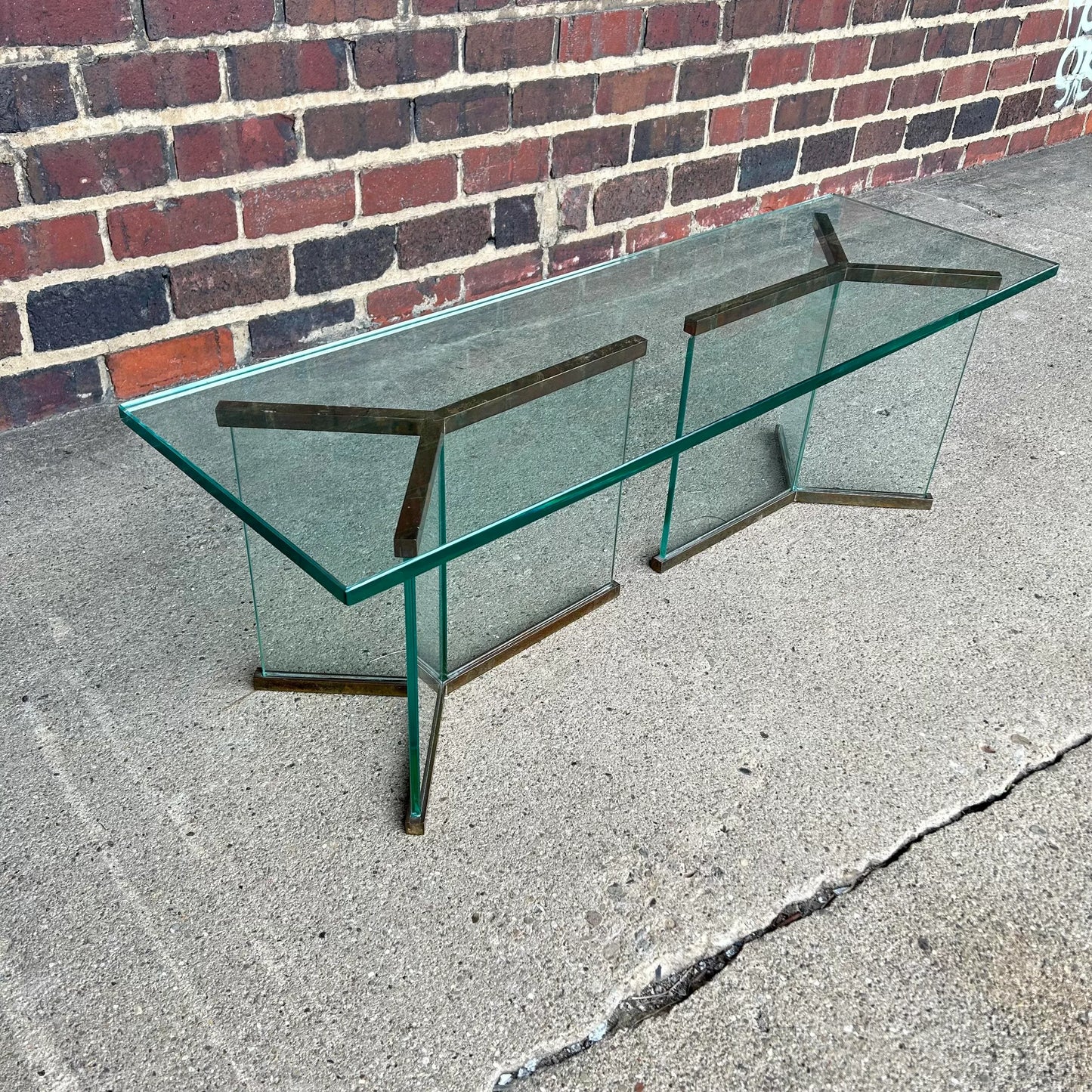 Pace Brass and Glass Coffee Table