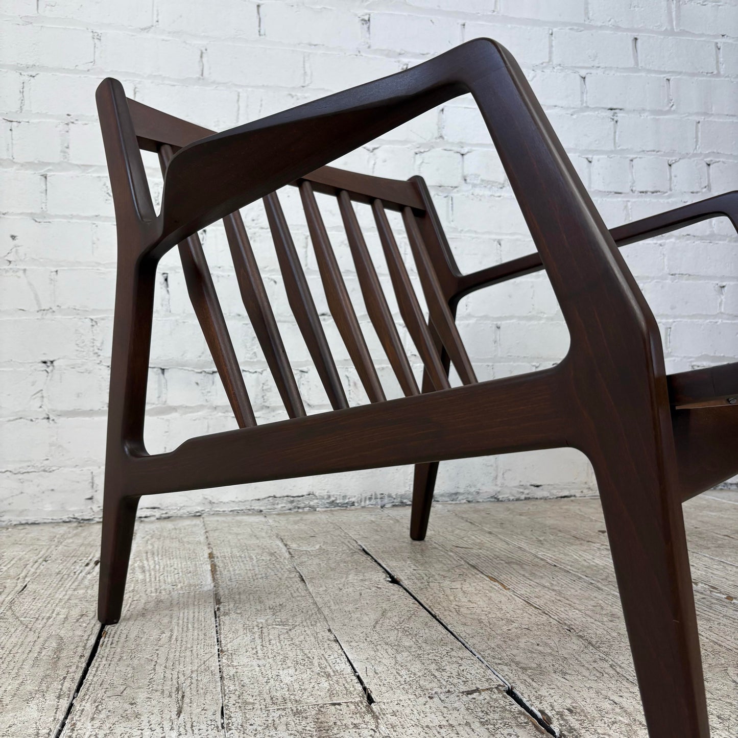 Pair of Mid Century Danish Modern Ib Kofod Larsen for Selig Walnut Lounge Chairs