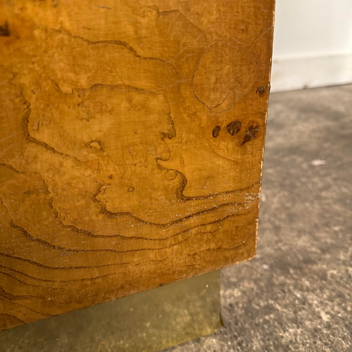 Burlwood and Brass Sofa Table Console Table