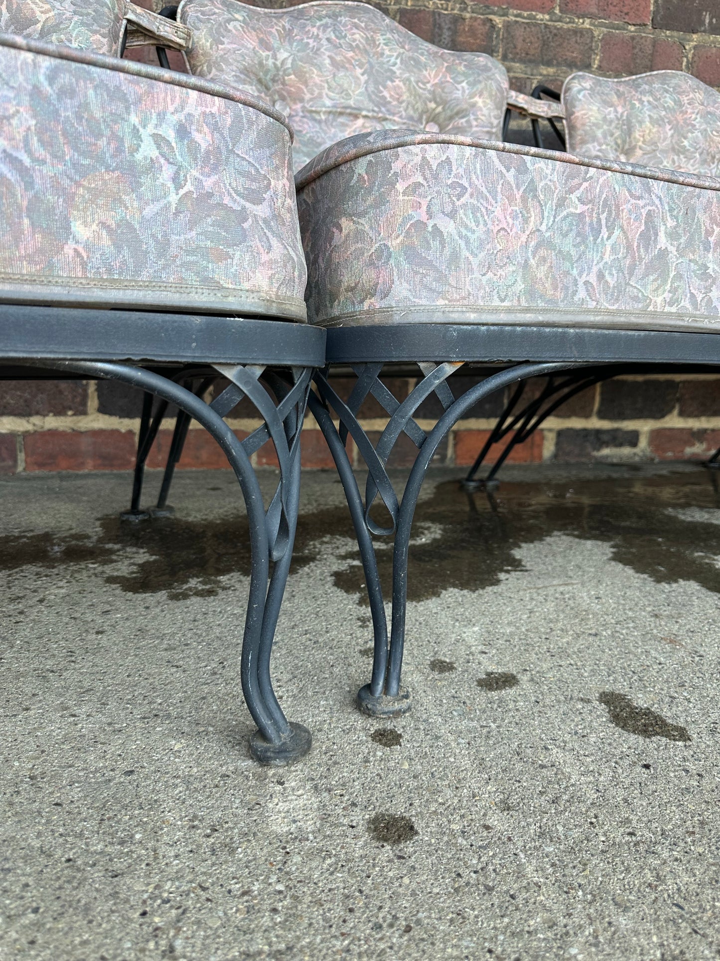 Vintage Woodard Six Piece Sectional Sofa Wrought Iron Patio Furniture, Attributed