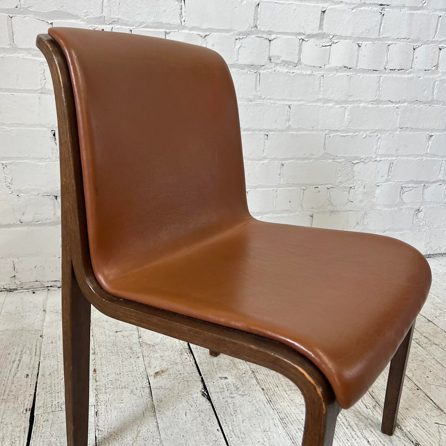 Bill Stephens for Knoll Leather and Bentwood Chairs Set of 6