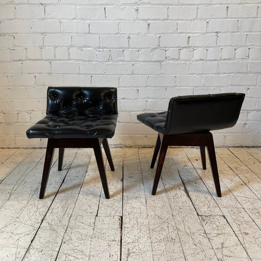 Vintage Mid Century Vinyl Stool Chairs - a Pair
