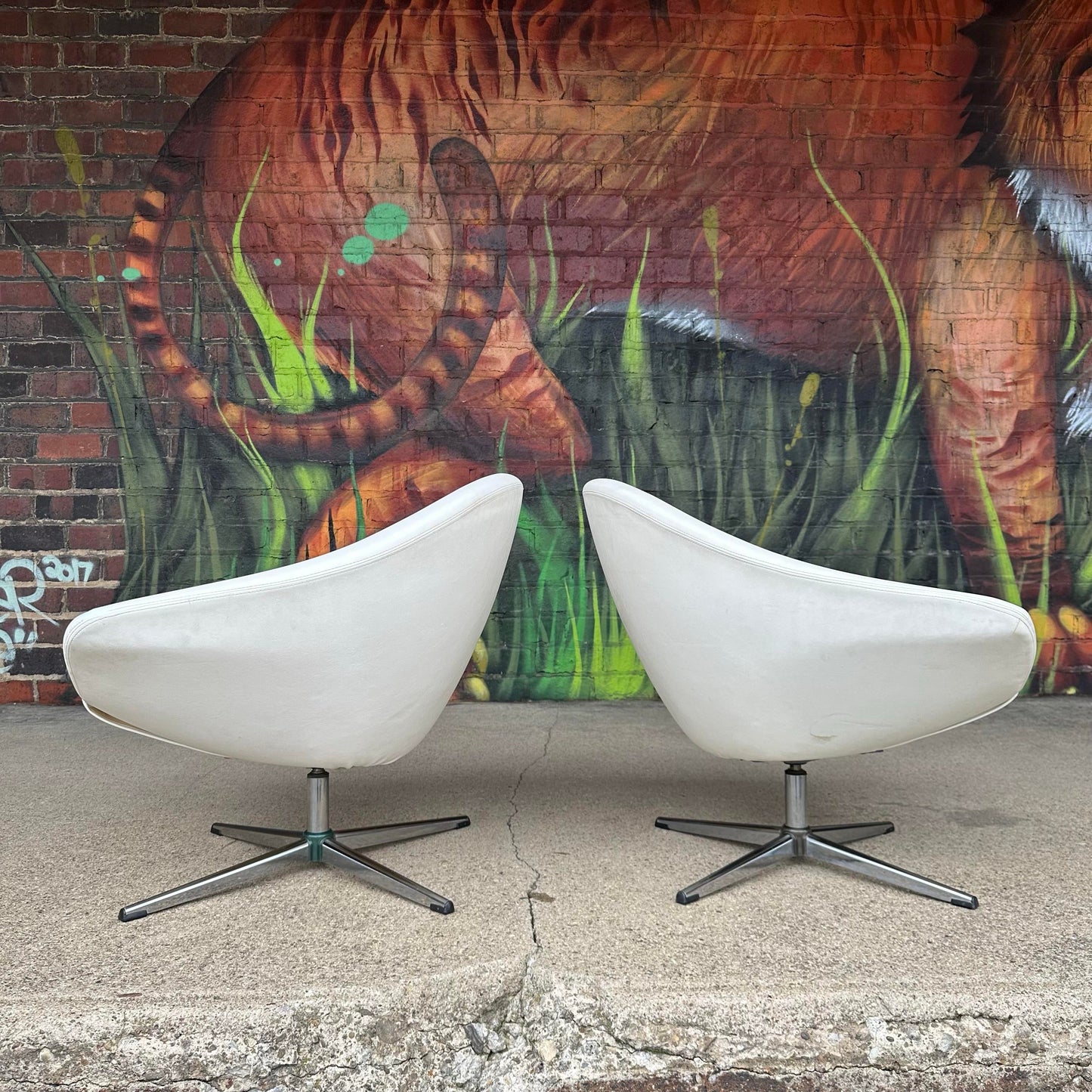 Pair of Mid-Century Modern Overman Swivel Chairs