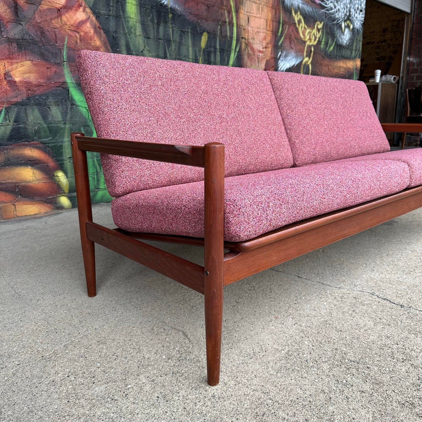 Borge Jensen Danish Modern Teak Sofa Reupholstered Cushions