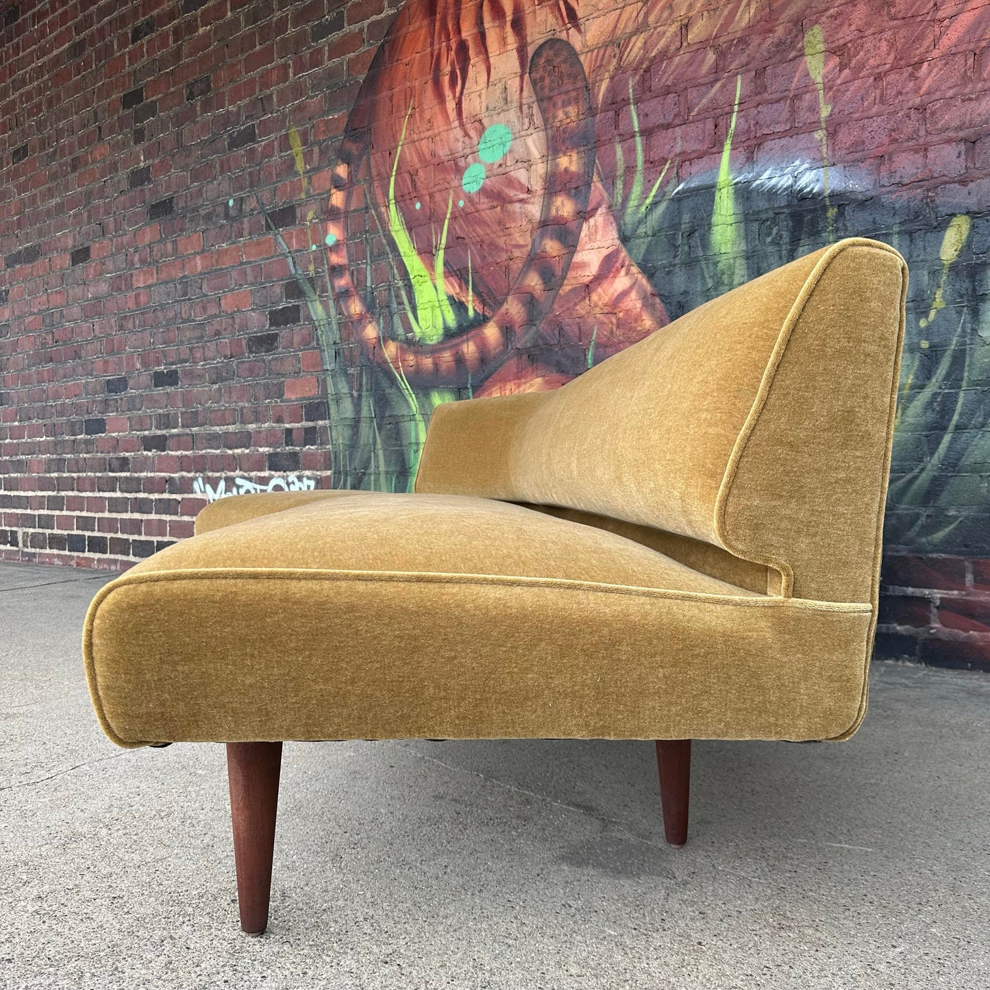 Edward Wormley for Dunbar Angle Sofa Reupholstered in Mohair