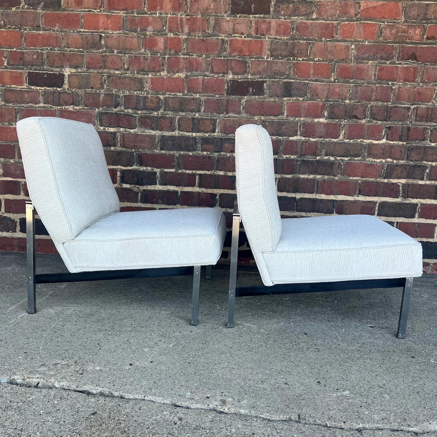 Pair of Knoll Parallel Bar Slipper Chairs Reupholstered