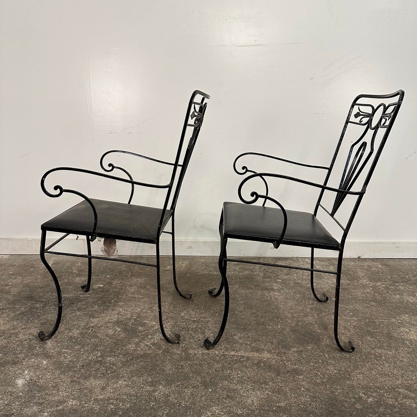Pair of Salterini Iron Arm Dining Chairs Art Deco