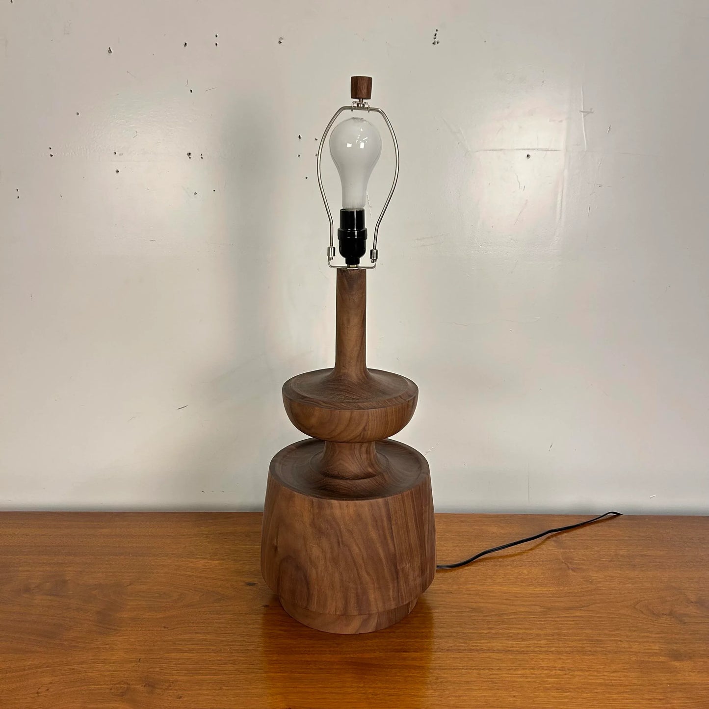 "Model D" Studio-Made Turned Walnut Table Lamp Michael Rozell