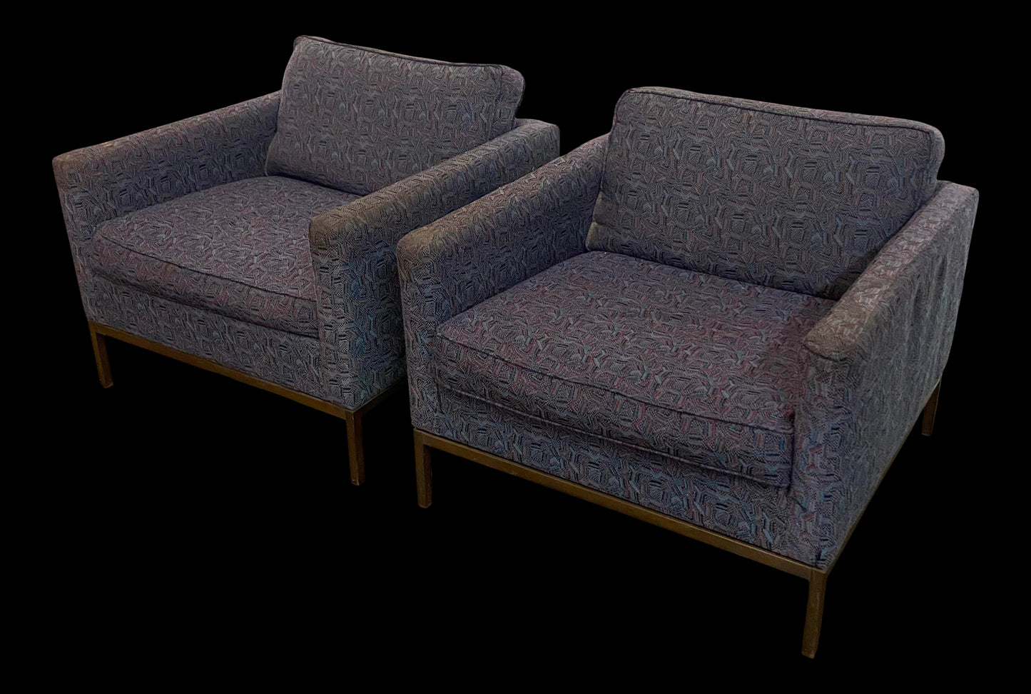 Mid-Century Modern Club Chairs Attributed to Florence Knoll With Bronze Legs