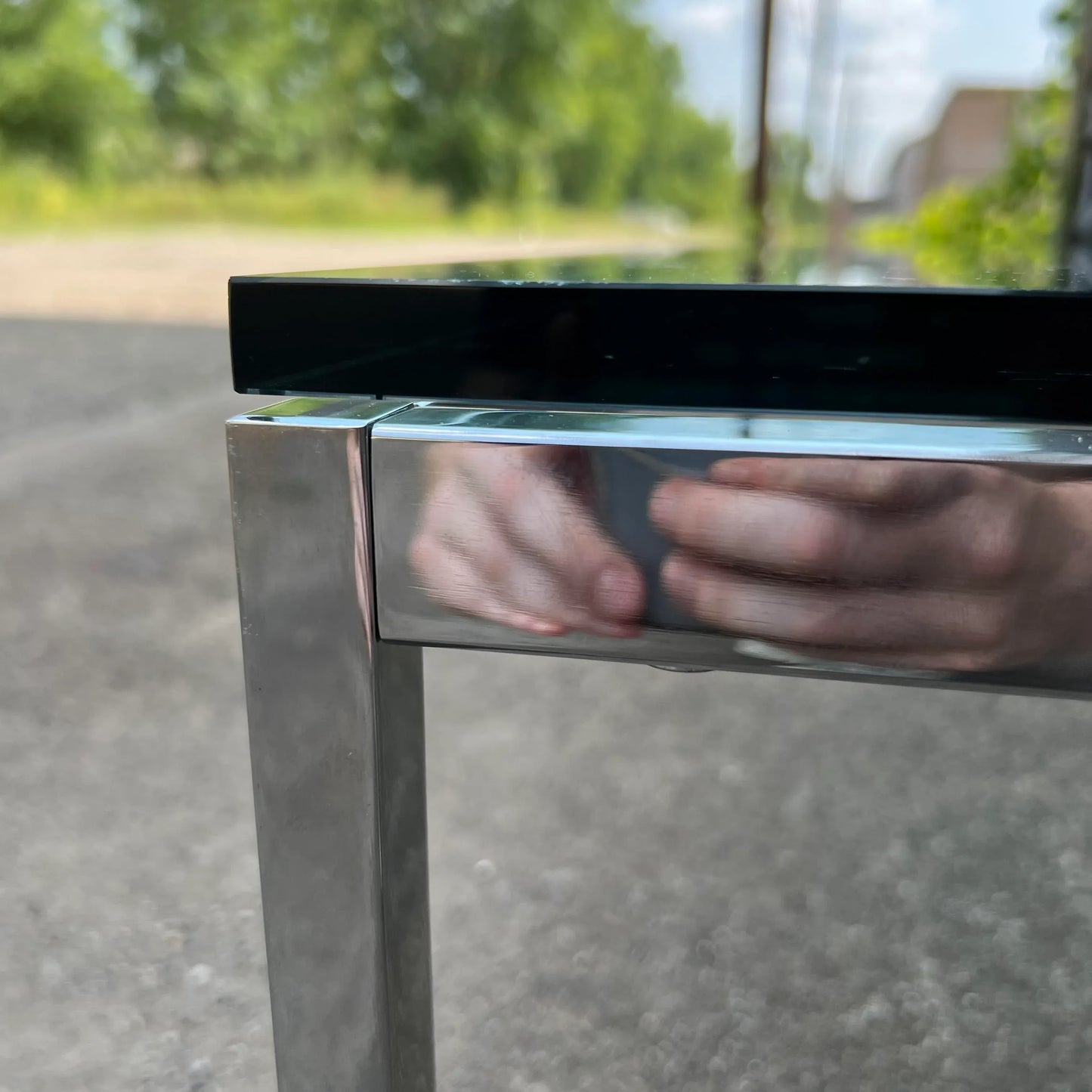 Florence Knoll Mid Century Modern Rectangular Glass and Chrome Coffee Table