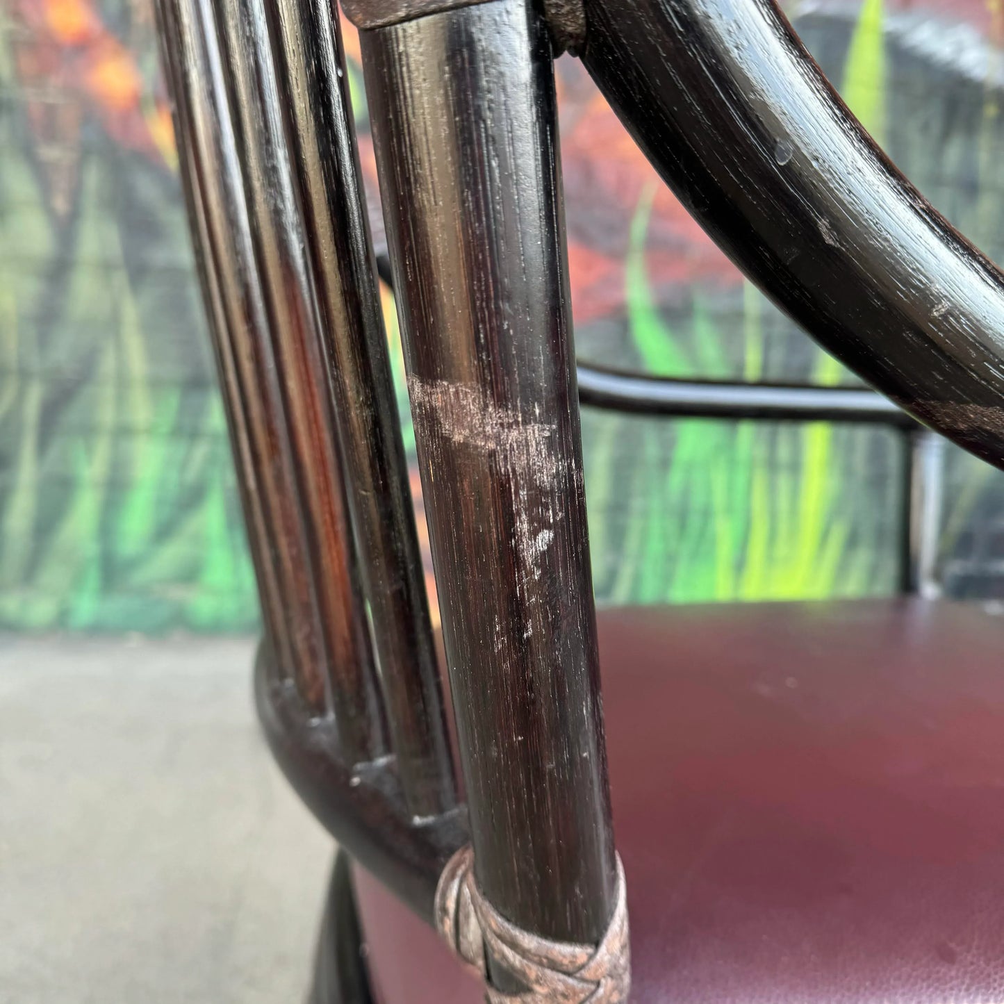 Set of 8 McGuire Furniture Co Ebonized Bamboo Rattan Dining Chairs