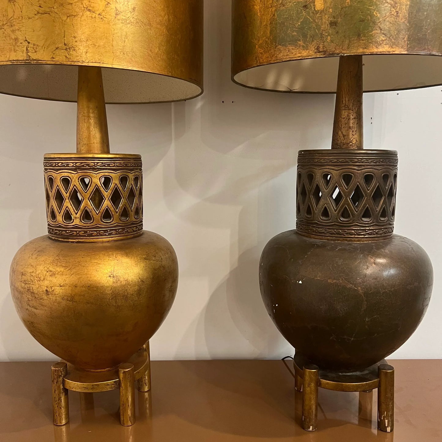 Pair of Mid-20th Century James Mont Oversize Lamps