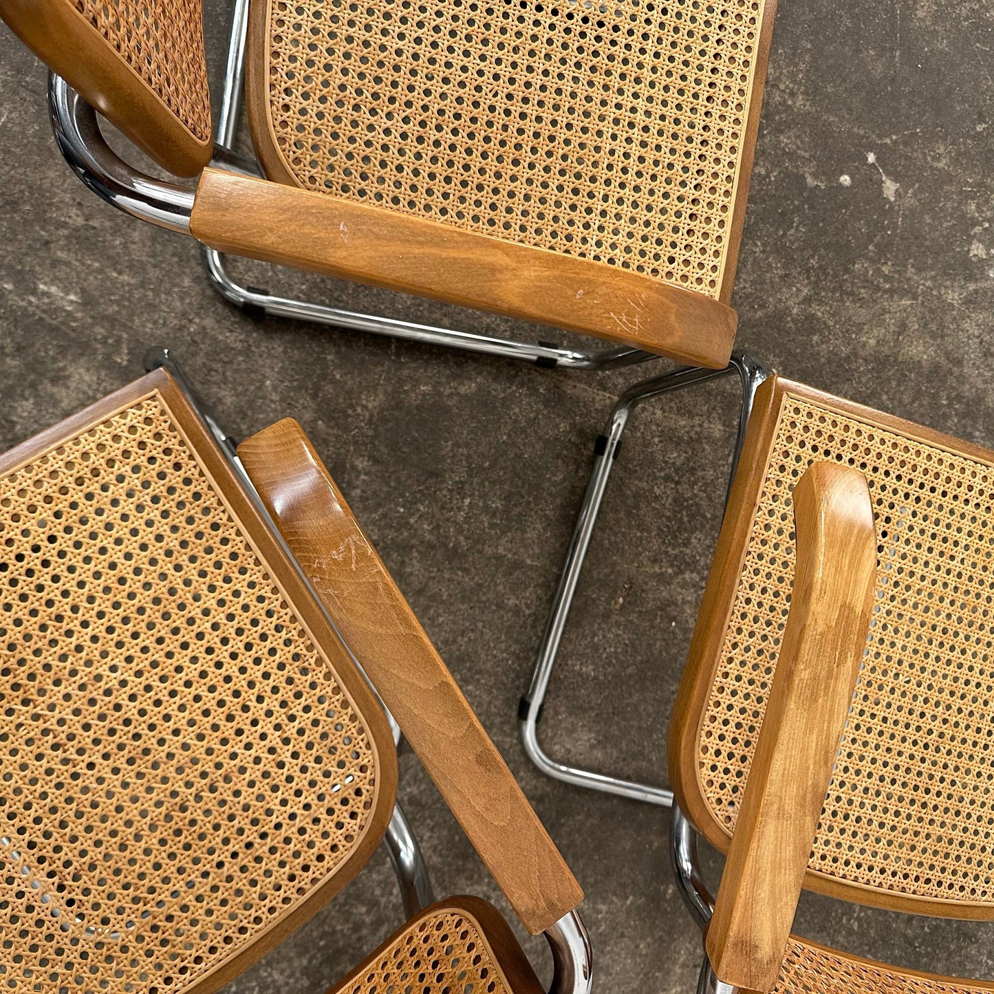 Set of 8 Marcel Breuer for Knoll Cesca Dining Arm Chairs Made in Italy