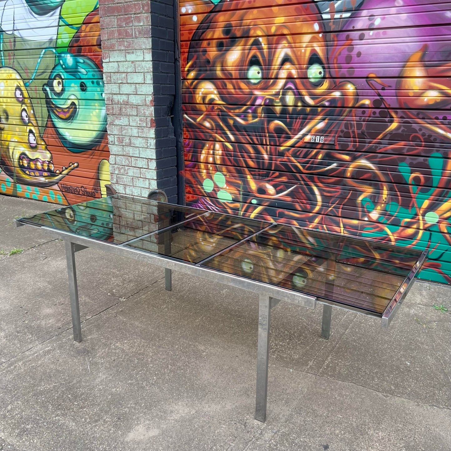 Milo Baughman Chrome and Smoked Glass Dining Set Dillingham Chairs