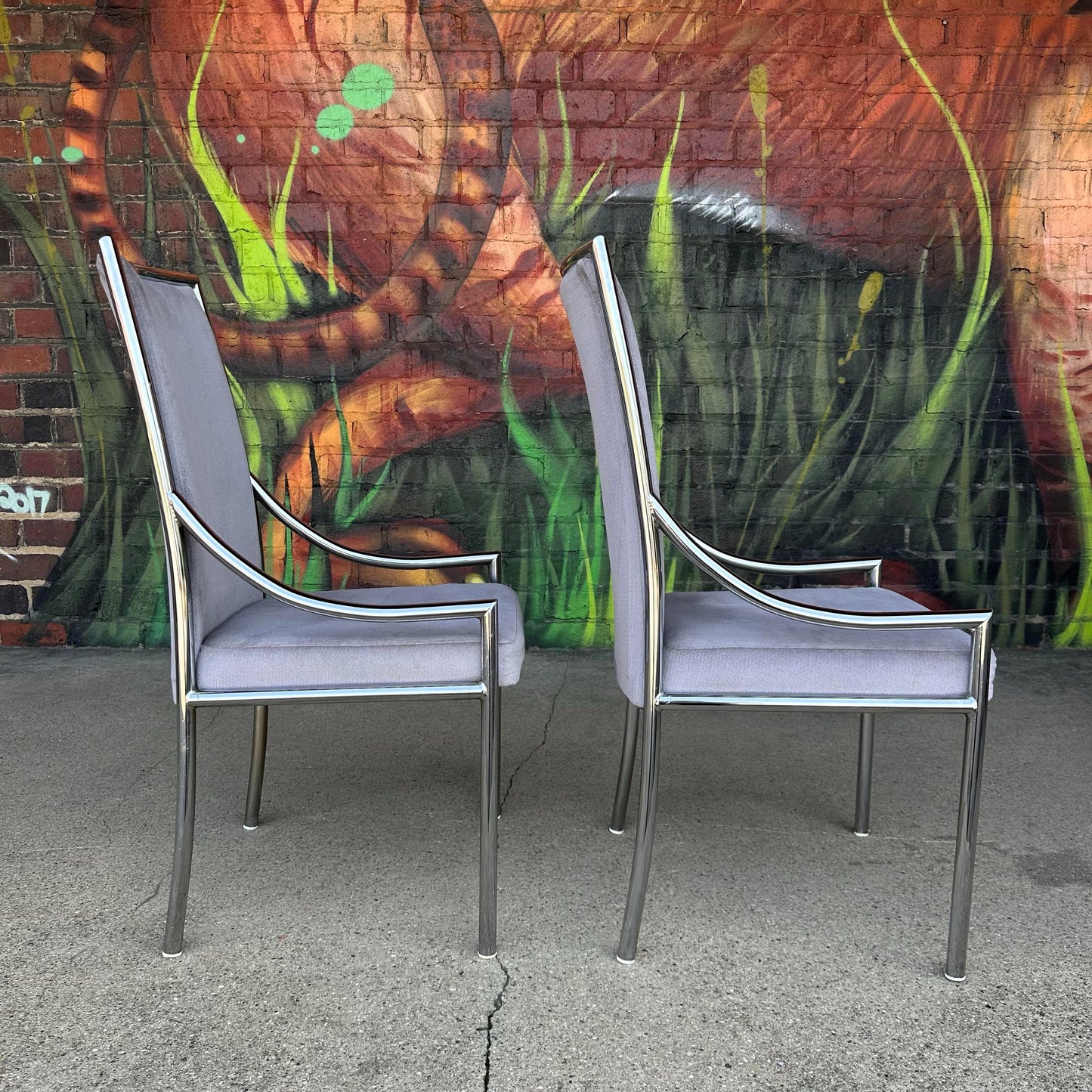 Set of 8 Pierre Cardin Style Chrome Dining Chairs Mid Century Modern