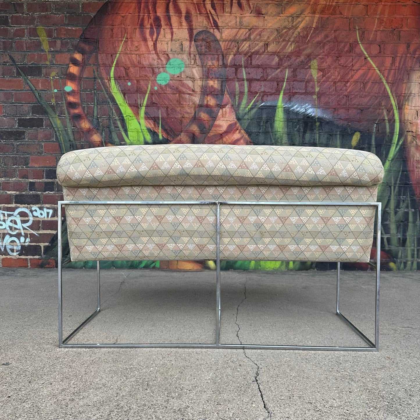 Mid Century Modern Milo Baughman Chrome Base Loveseat