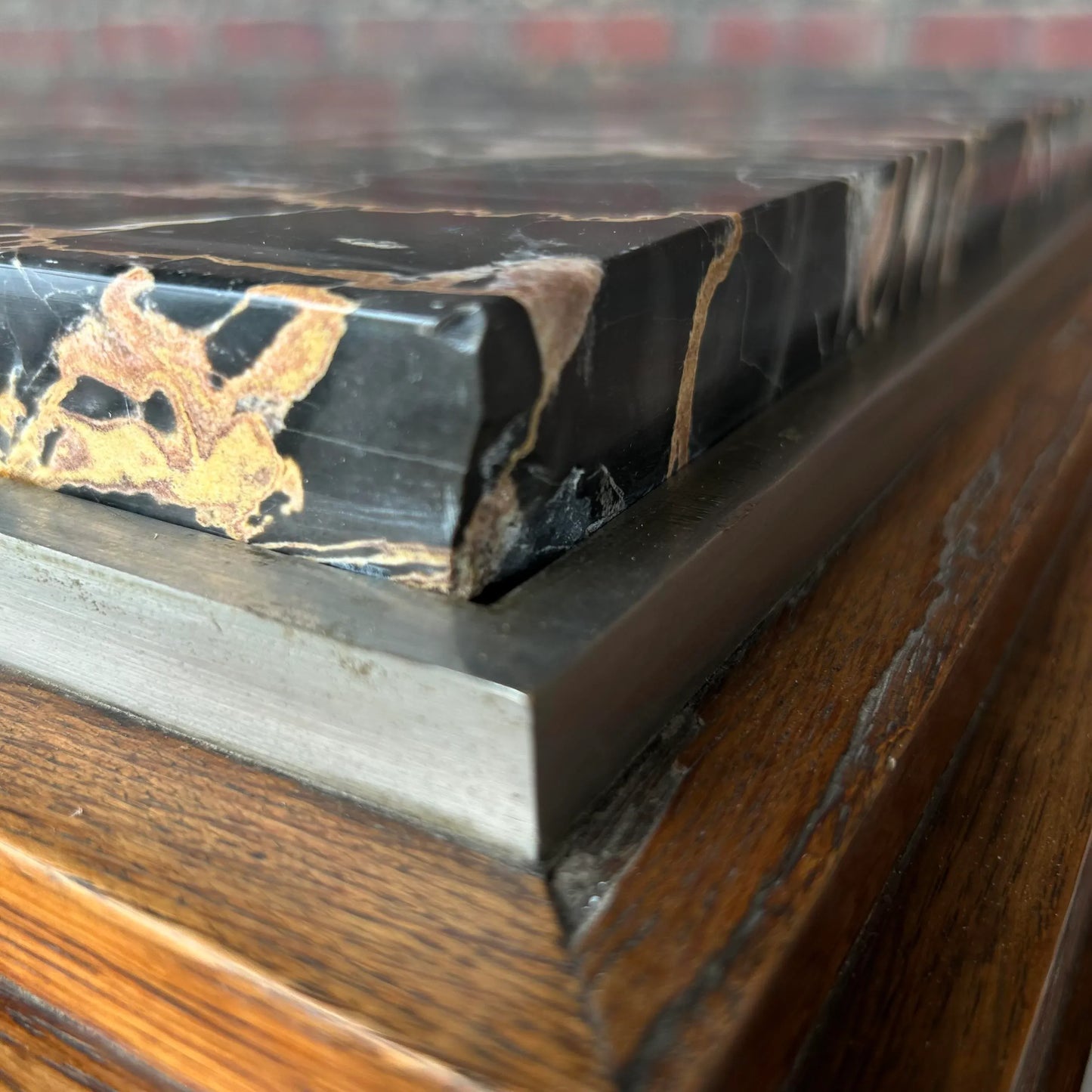 Early 20th Century Rosewood and Marble Bar by Jules Cayette