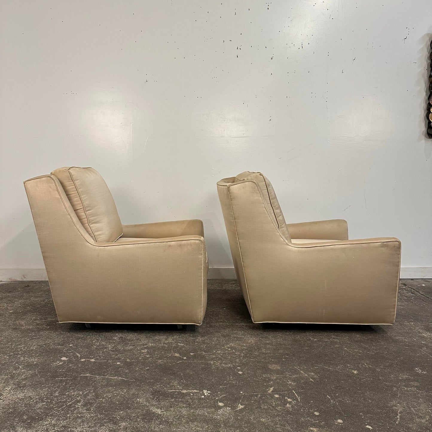 Pair of Milo Baughman Lounge Chairs on Casters