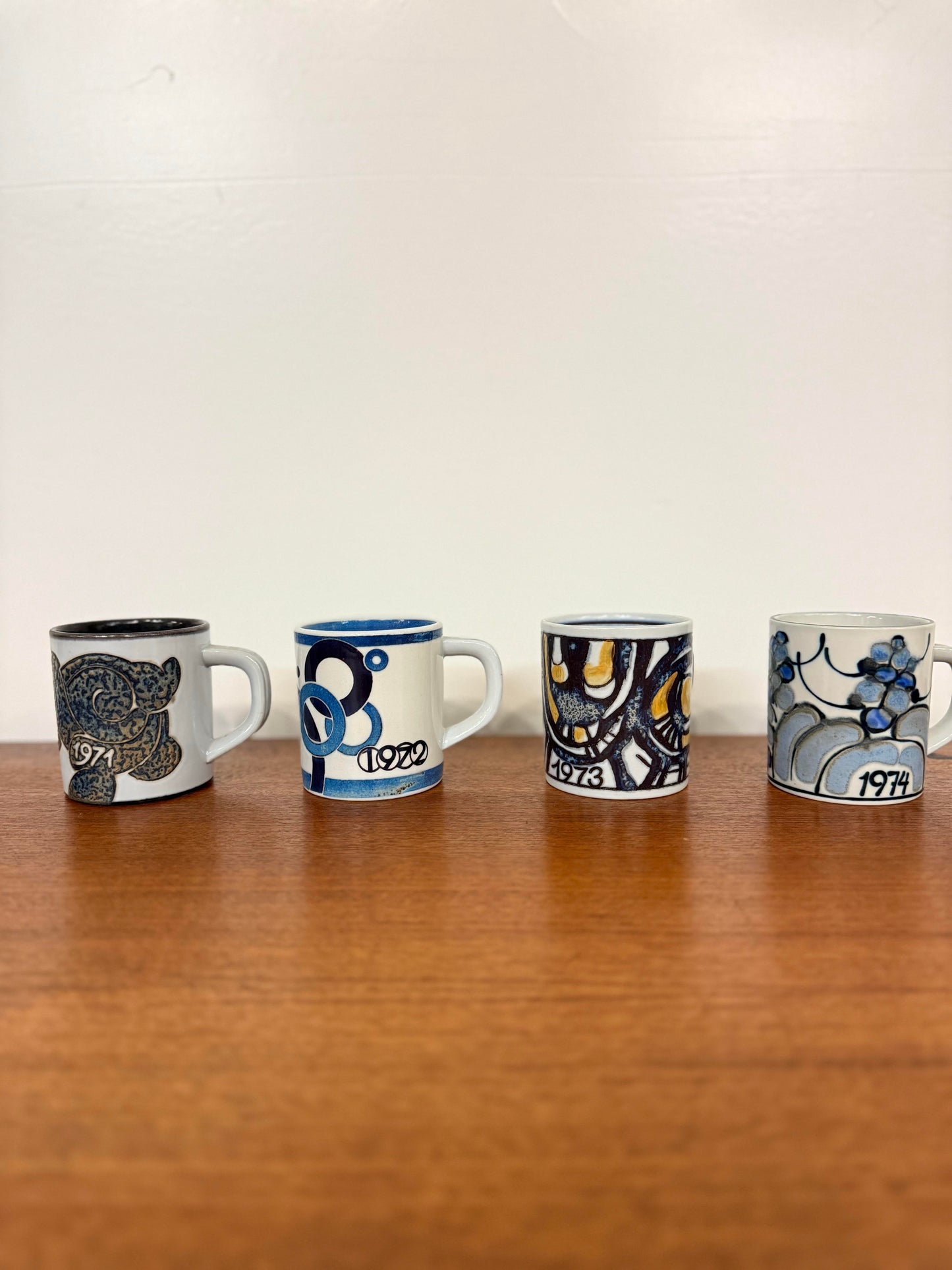 Complete Set of Royal Copenhagen Annual Mugs Small Size Years 67-14 47 Mugs Total