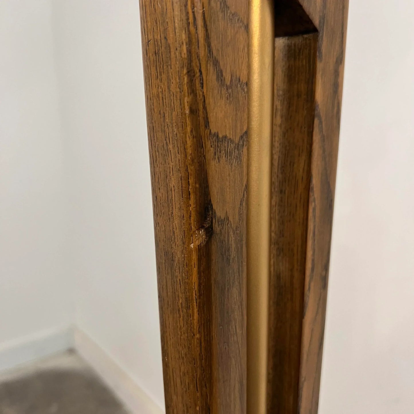 Mid Century Modern Wooden and Brass Floor Lamp