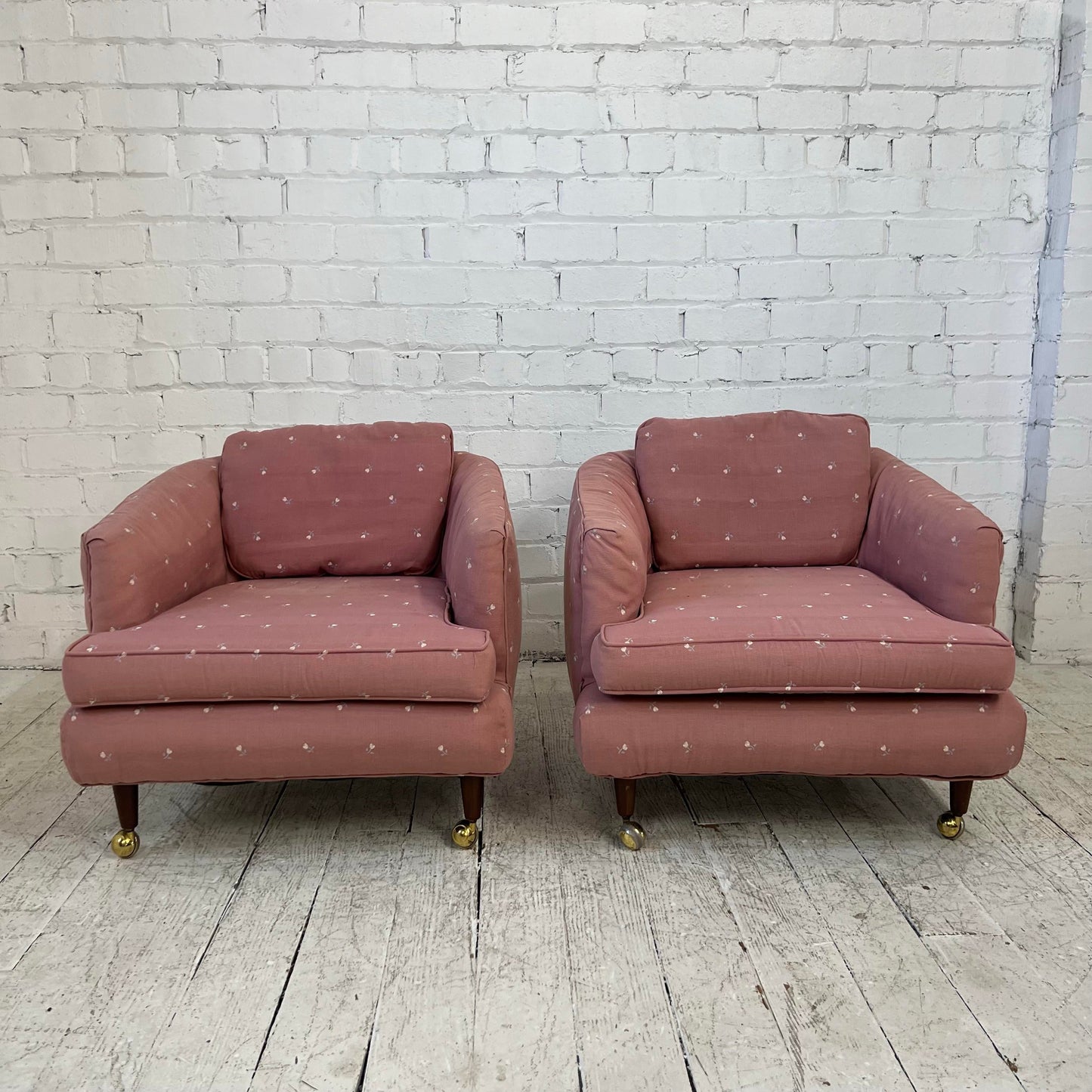 Pair of Drexel Club Chairs on Casters