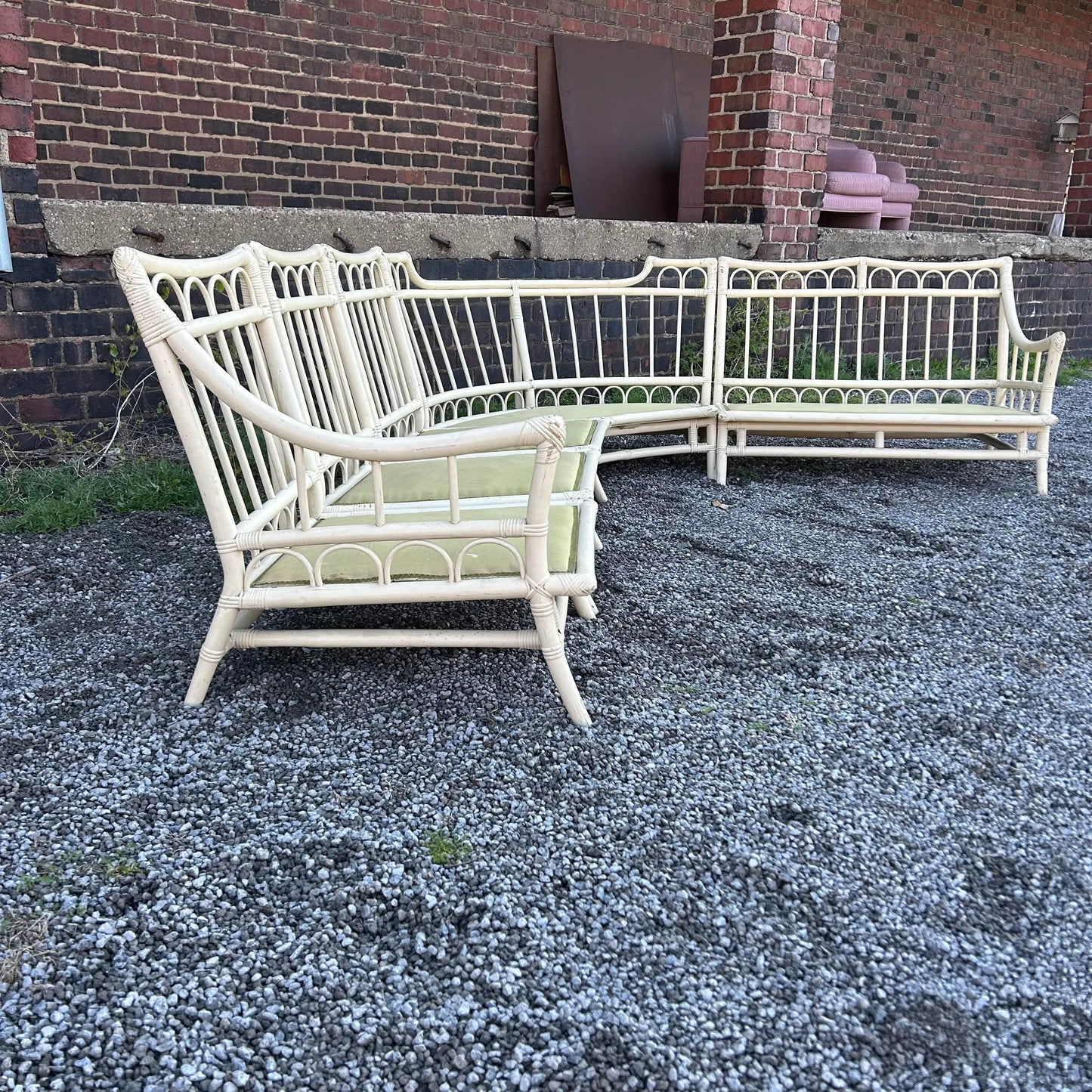 Vintage Tommi Parzinger and Henry Olko for Willow and Reed Rattan Bamboo Sectional