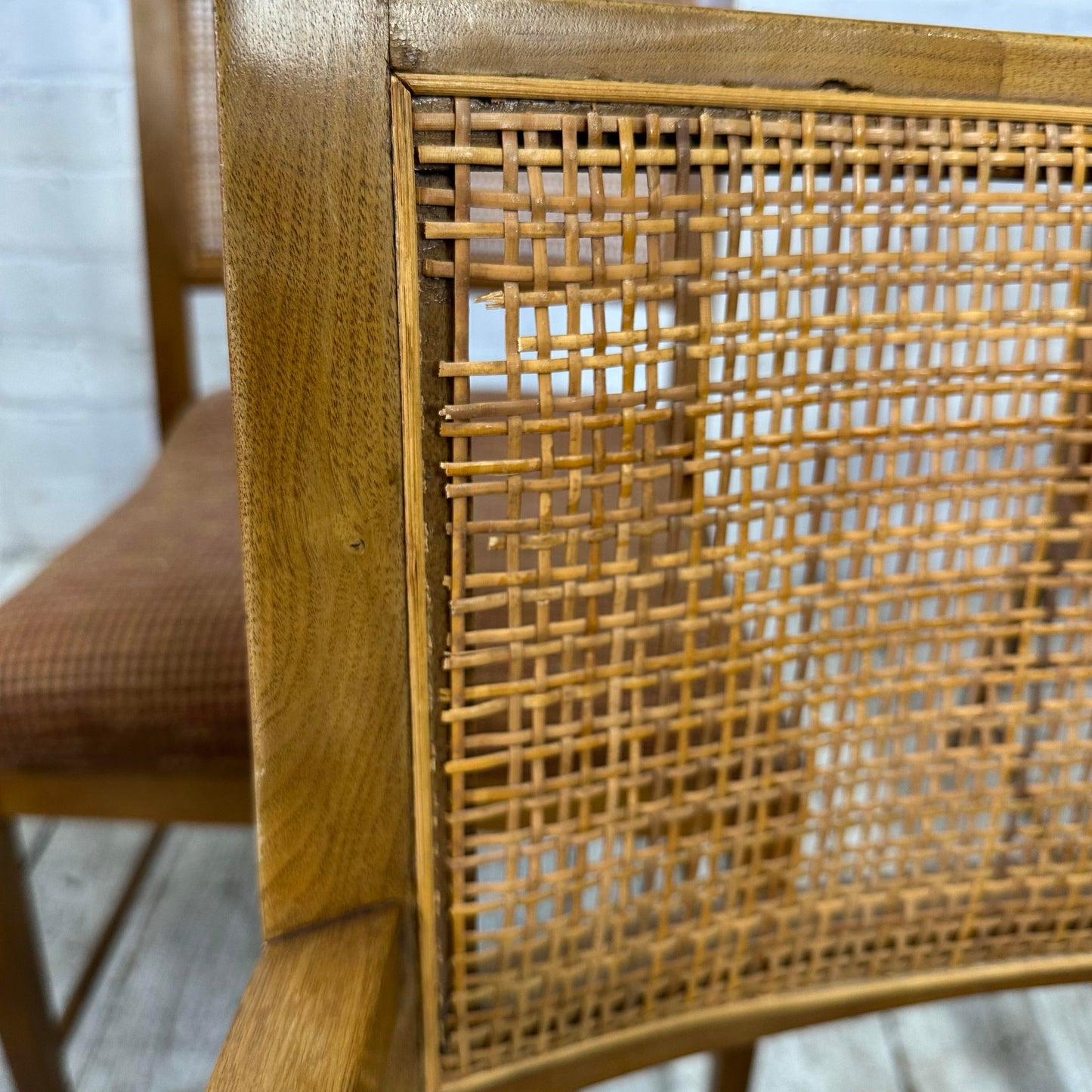 Set of 6 Cane Backed Dining Chairs 2 Arms 4 Side