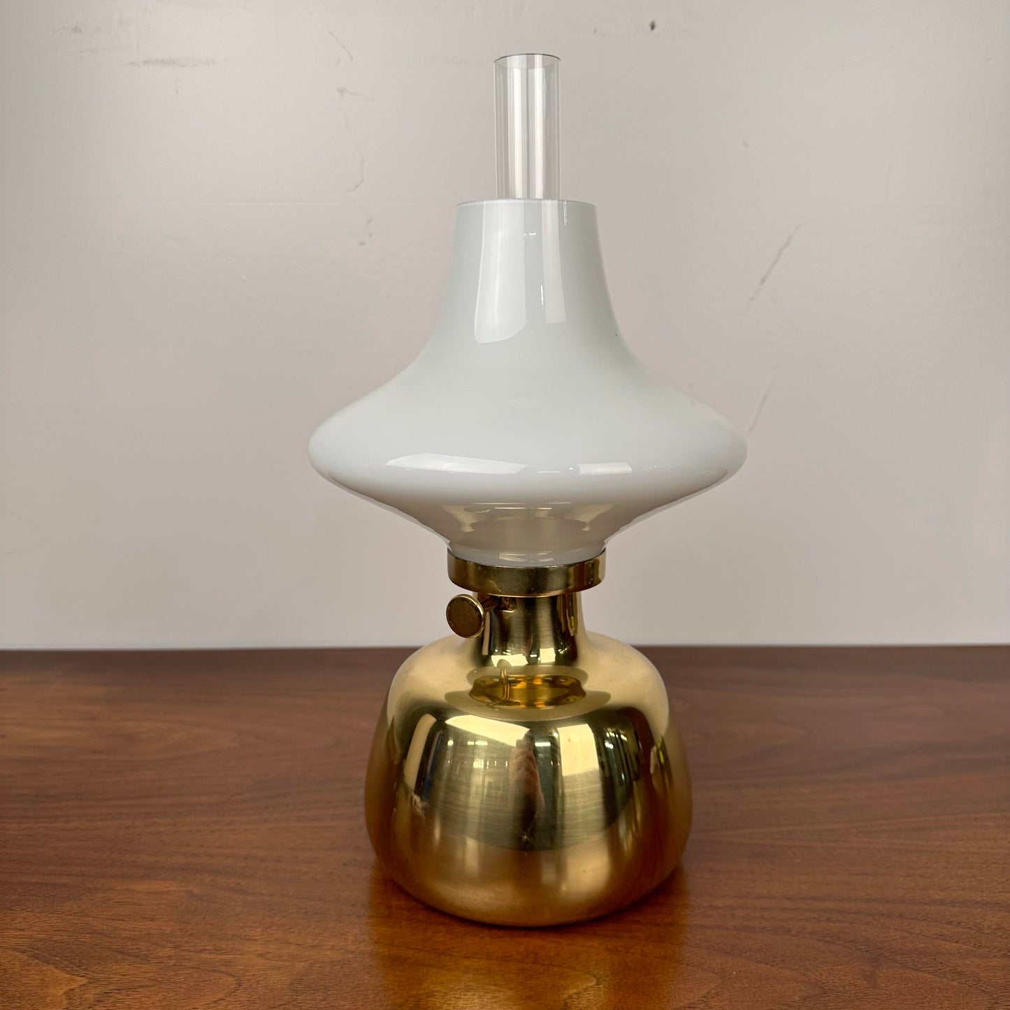 Drastic New Danish Louis Poulsen & Co. Petronella Oil Lamp by Henning Koppel Glass and Brass