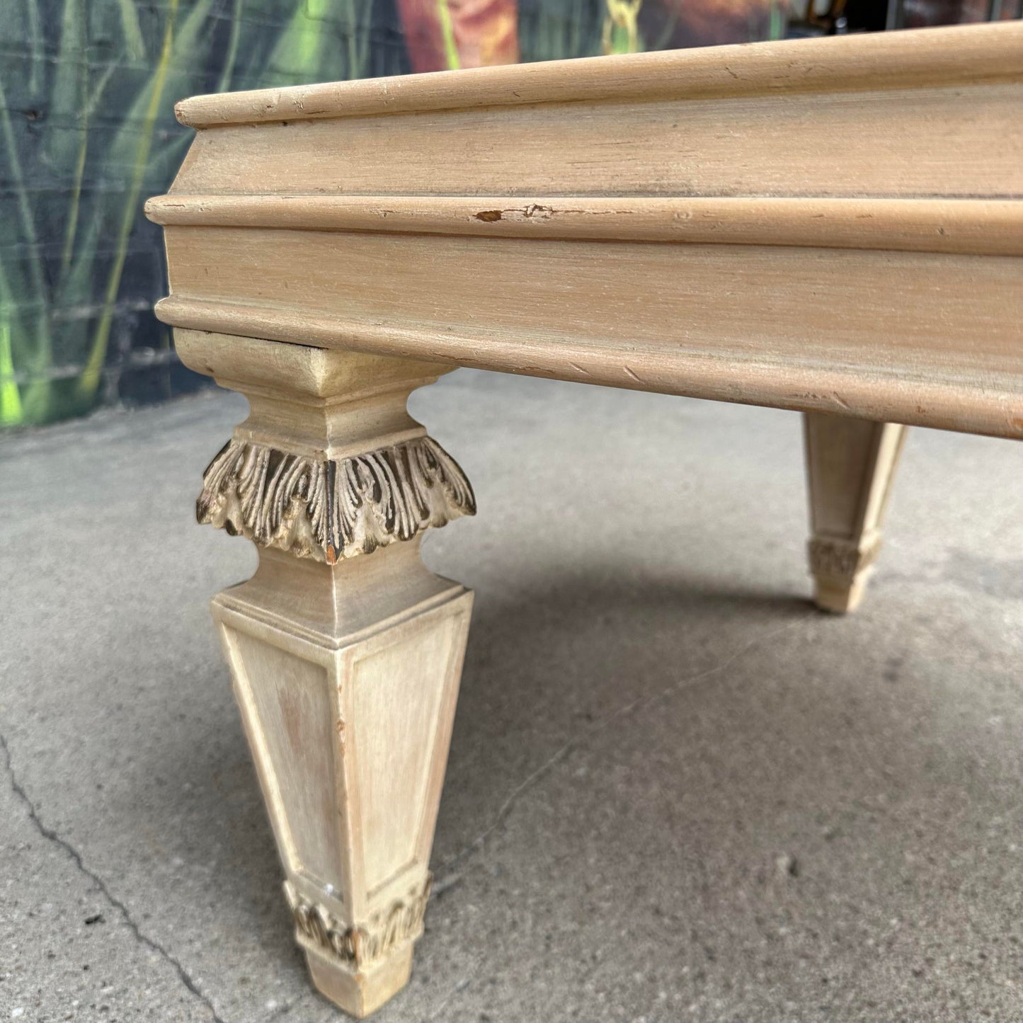 Square Asian Style Hand-Painted Mirrored Coffee Table