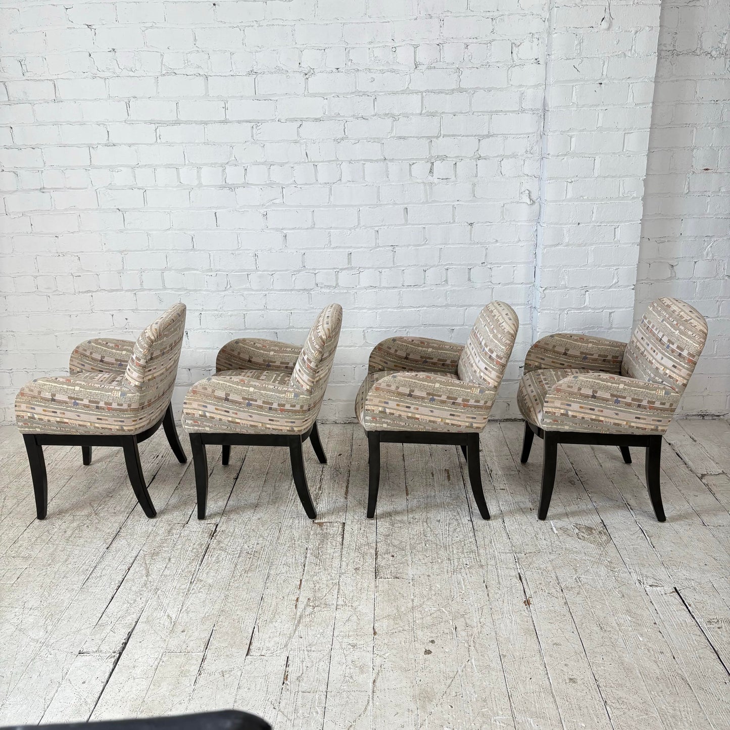 Set of 4 Milo Baughman Arm Dining Chairs