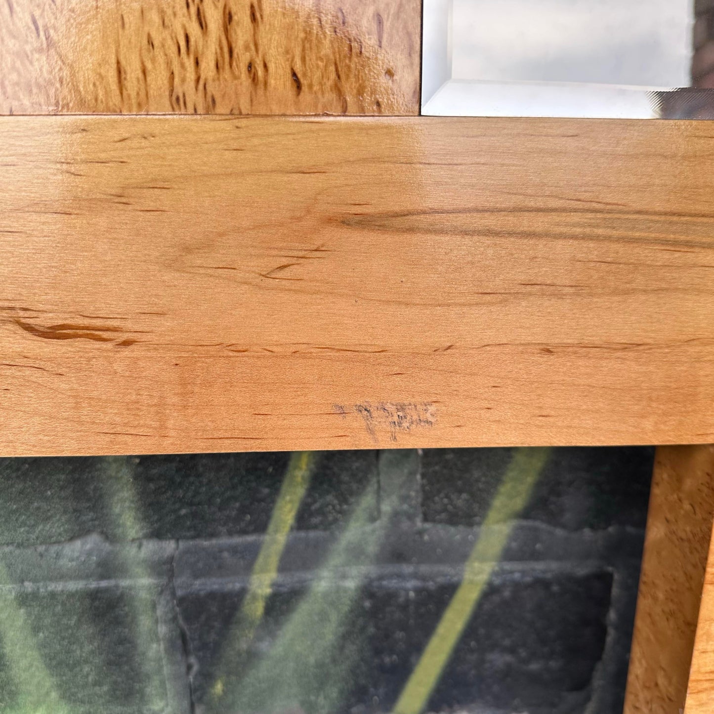 Romweber Mid-Century Mod Bird's-Eye Maple Smoke Glass Queen Headboard