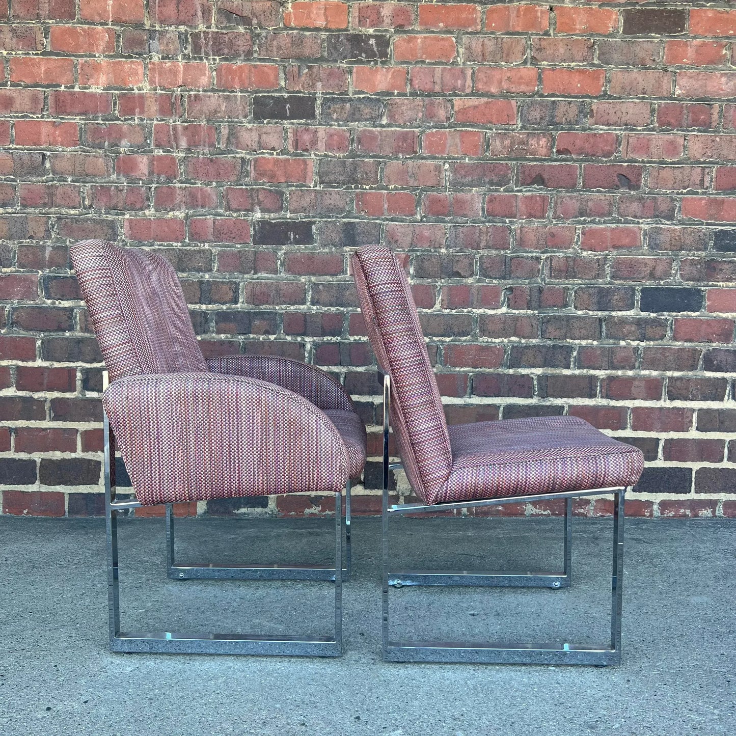 Set of 6 Thayer Coggin Chrome Dining Chairs on Hidden Wheels