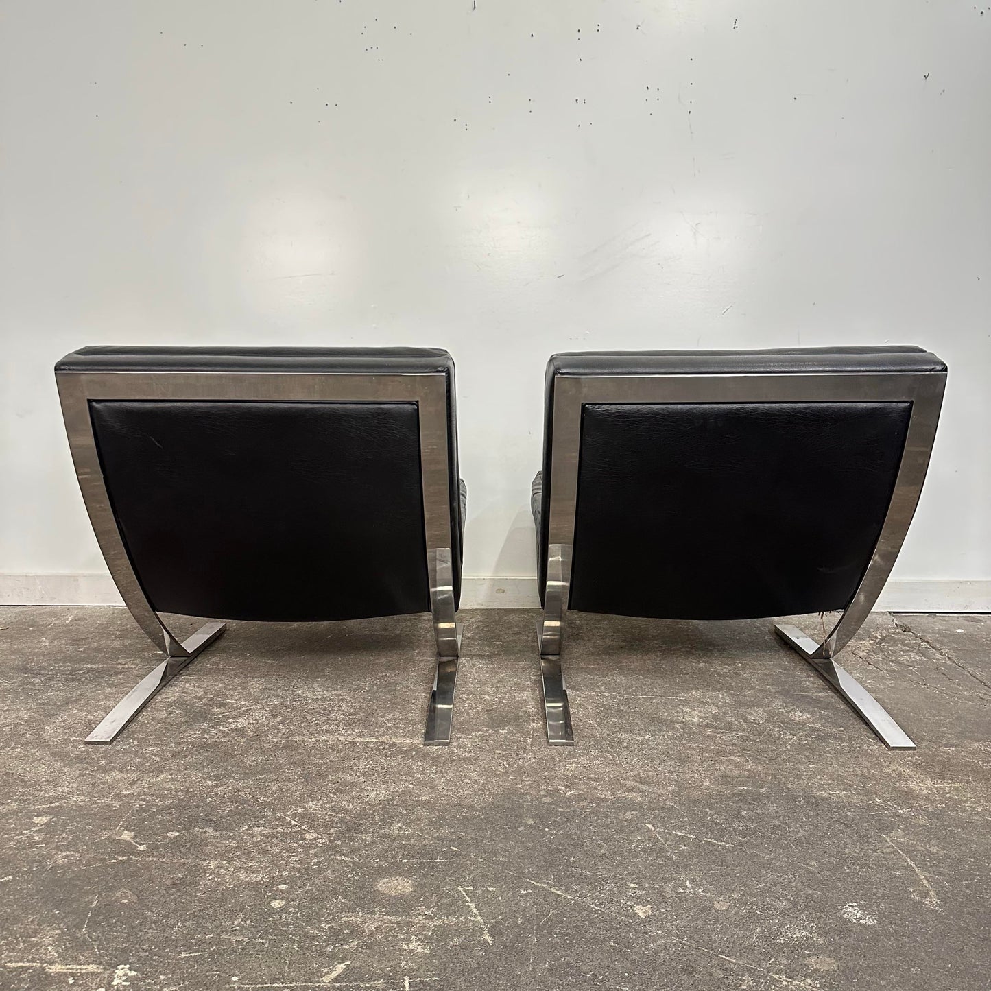 Pair of Chrome and Vinyl Cantilever Lounge Chairs