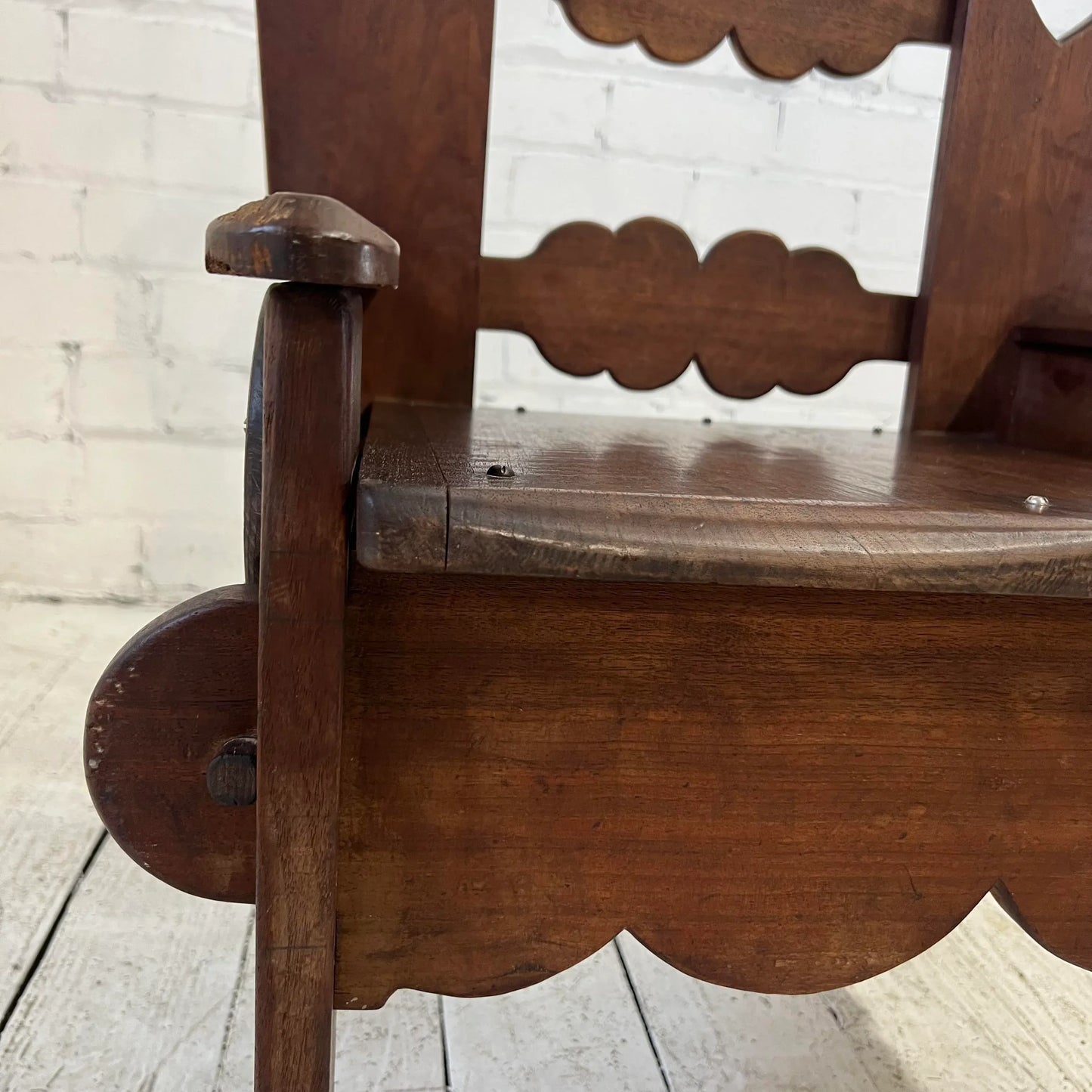 Folk Art Wooden Chair With Great Lines and Shape.
