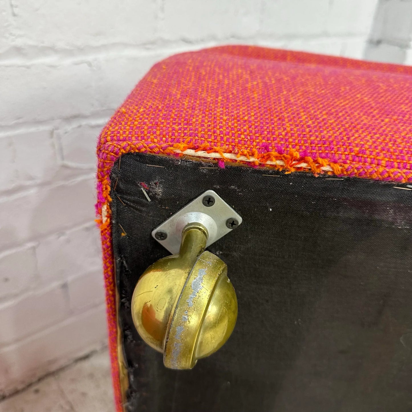 Pair of Red Edward Wormley for Dunbar Lounge Chairs With Ottoman