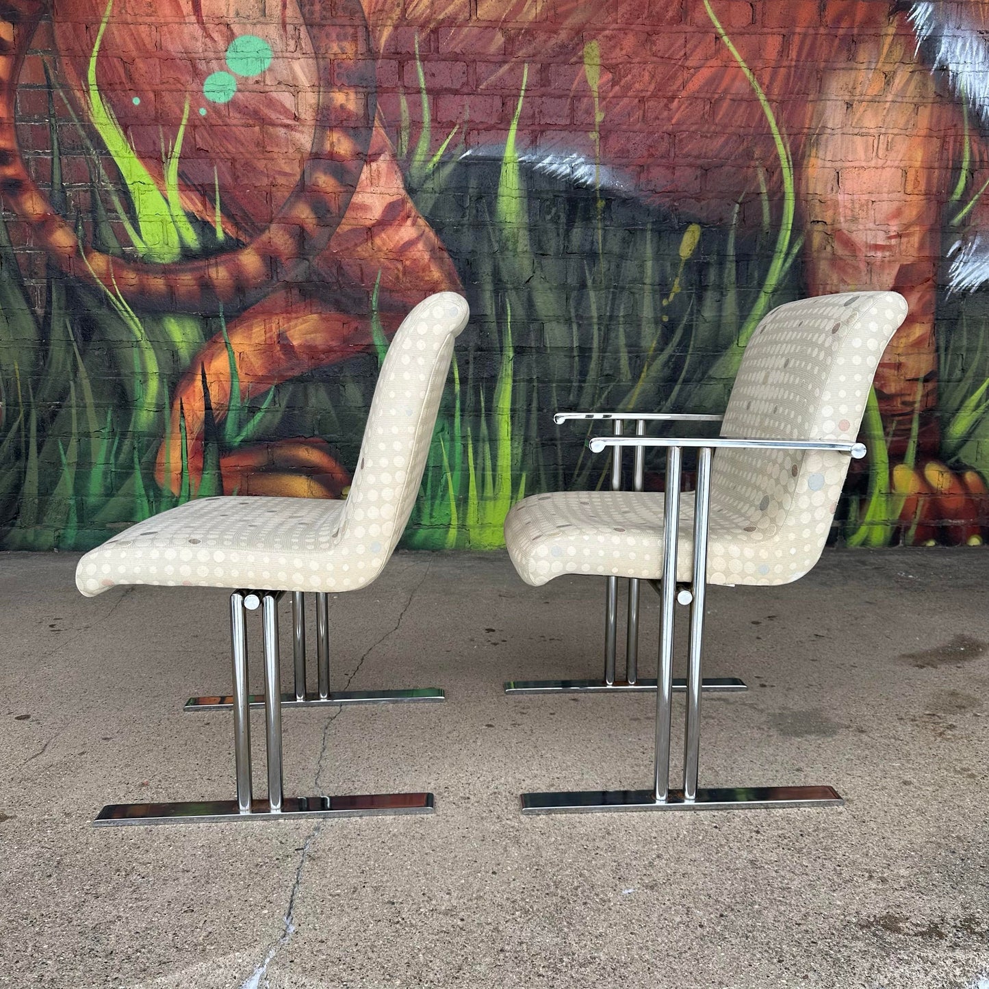 Set of 6 Directional Chrome Dining Chairs