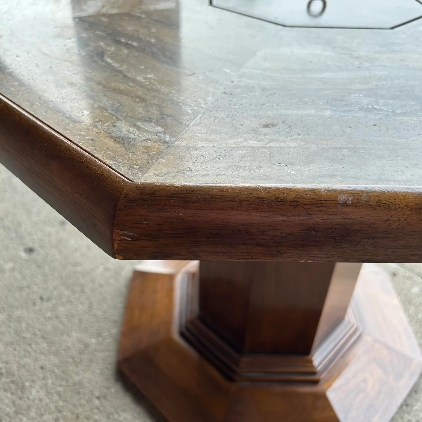 Octagonal Marble Top Game Table Possibly Harvey Probber Hidden Compartment