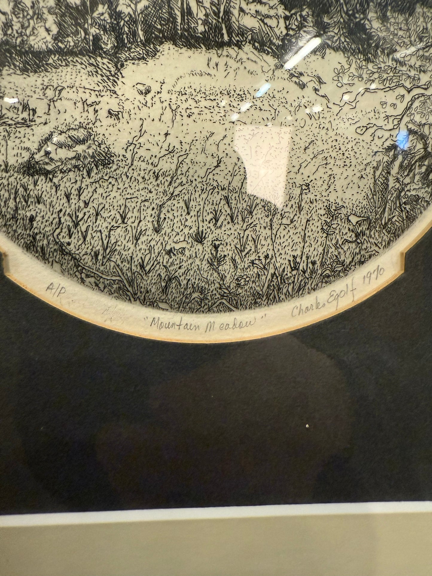 “Mountain Meadow” Etching Print by Egolf 1970