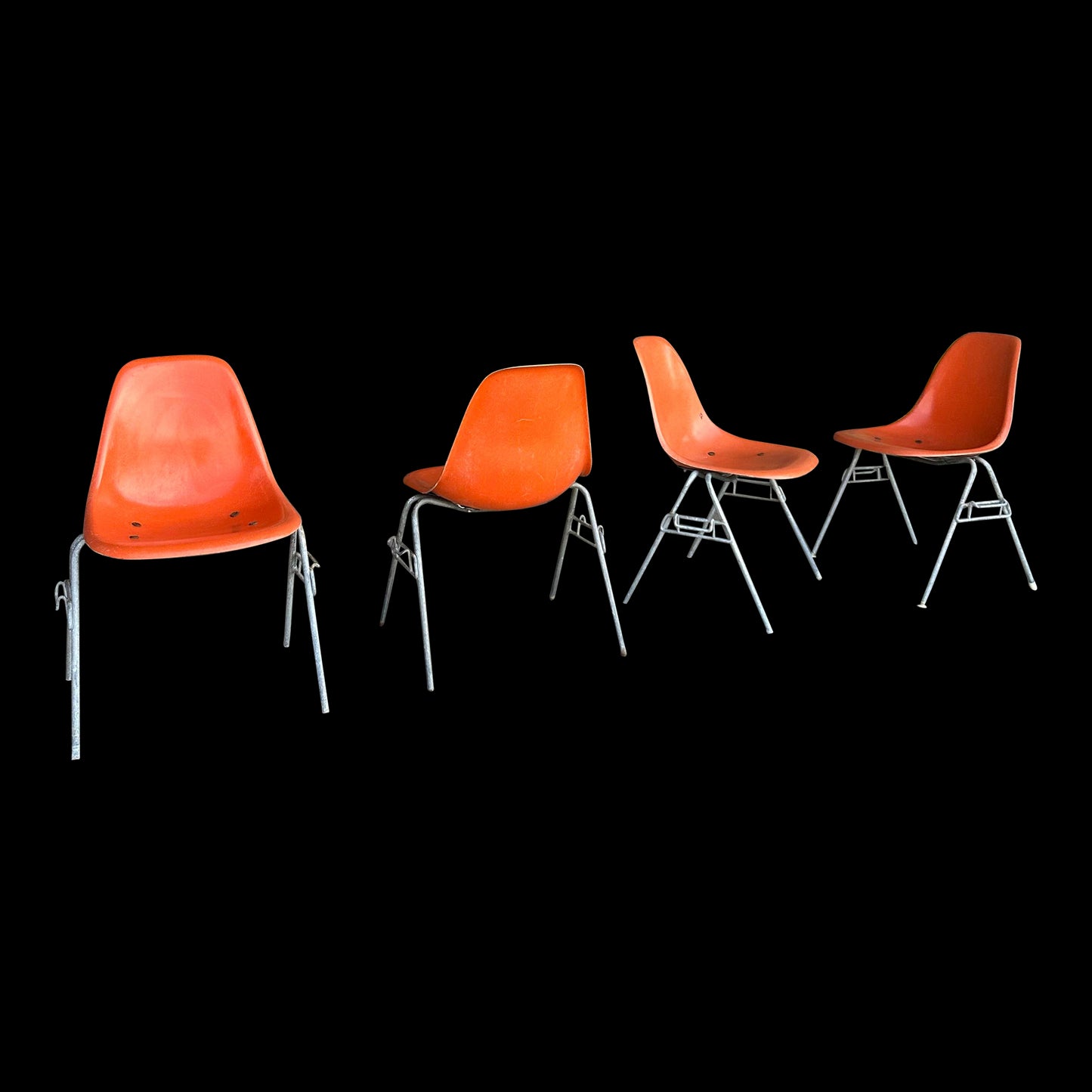 Orange Eames Shell Chairs for Herman Miller