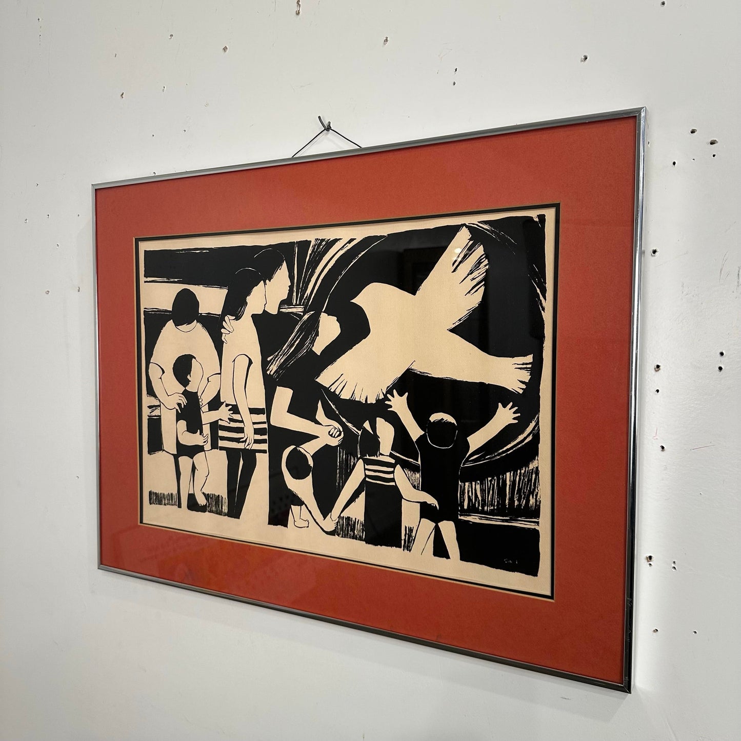 Unknown Artist Woodcut Print Dove