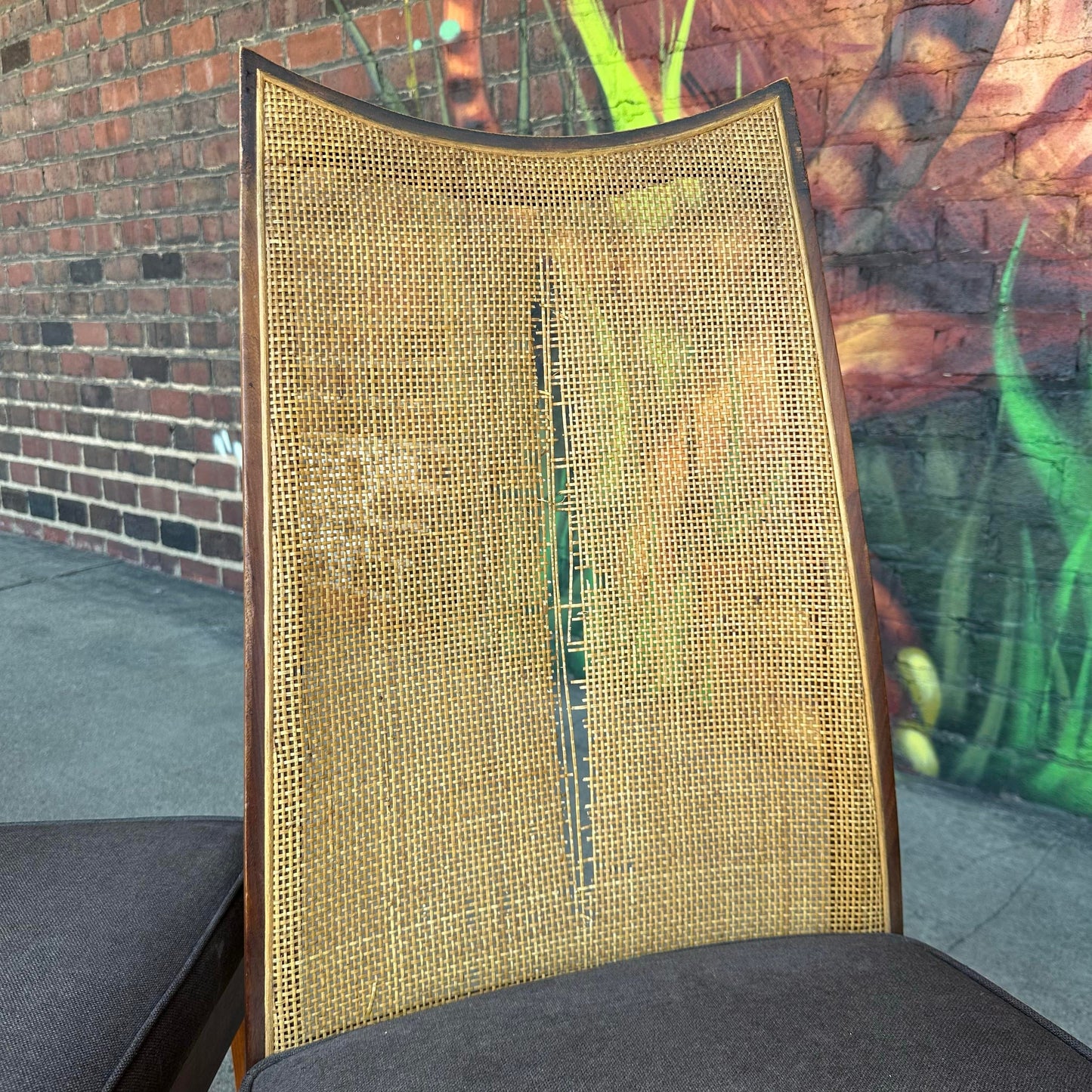 Set of Six John Stuart Walnut and Caned Dining Chairs