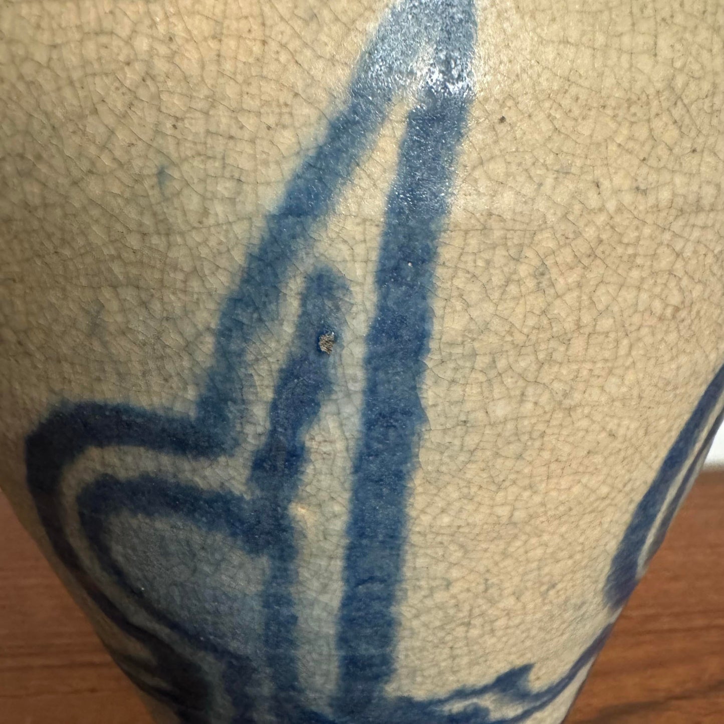 Blue and Cream Ceramic Glazed Vase