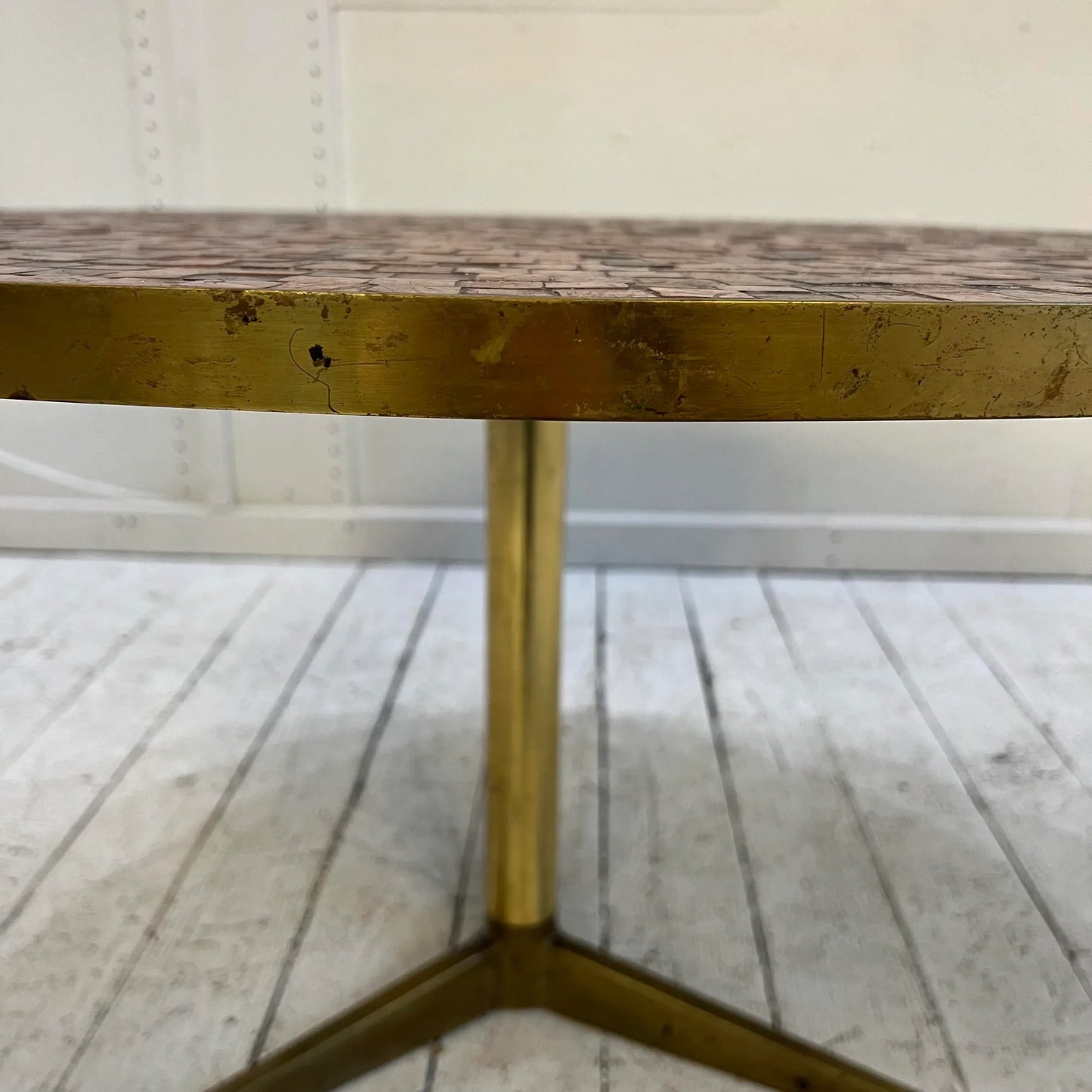 Mosaic Glass and Brass Table Kagan Dunbar Style