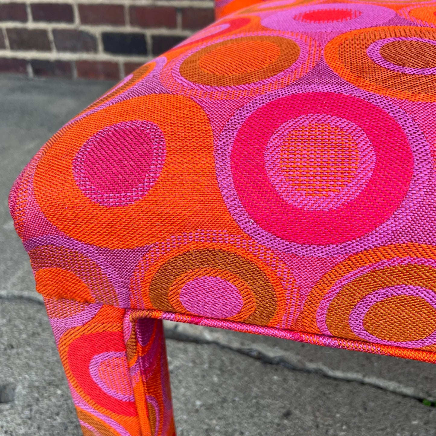 Pair of Tall Back Parsons Chairs Midcentury Fabric