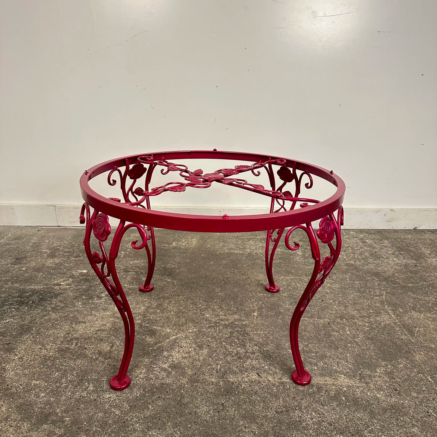 Newly Powder Coated Woodard Chantilly Rose Wrought Iron Outdoor Side Table