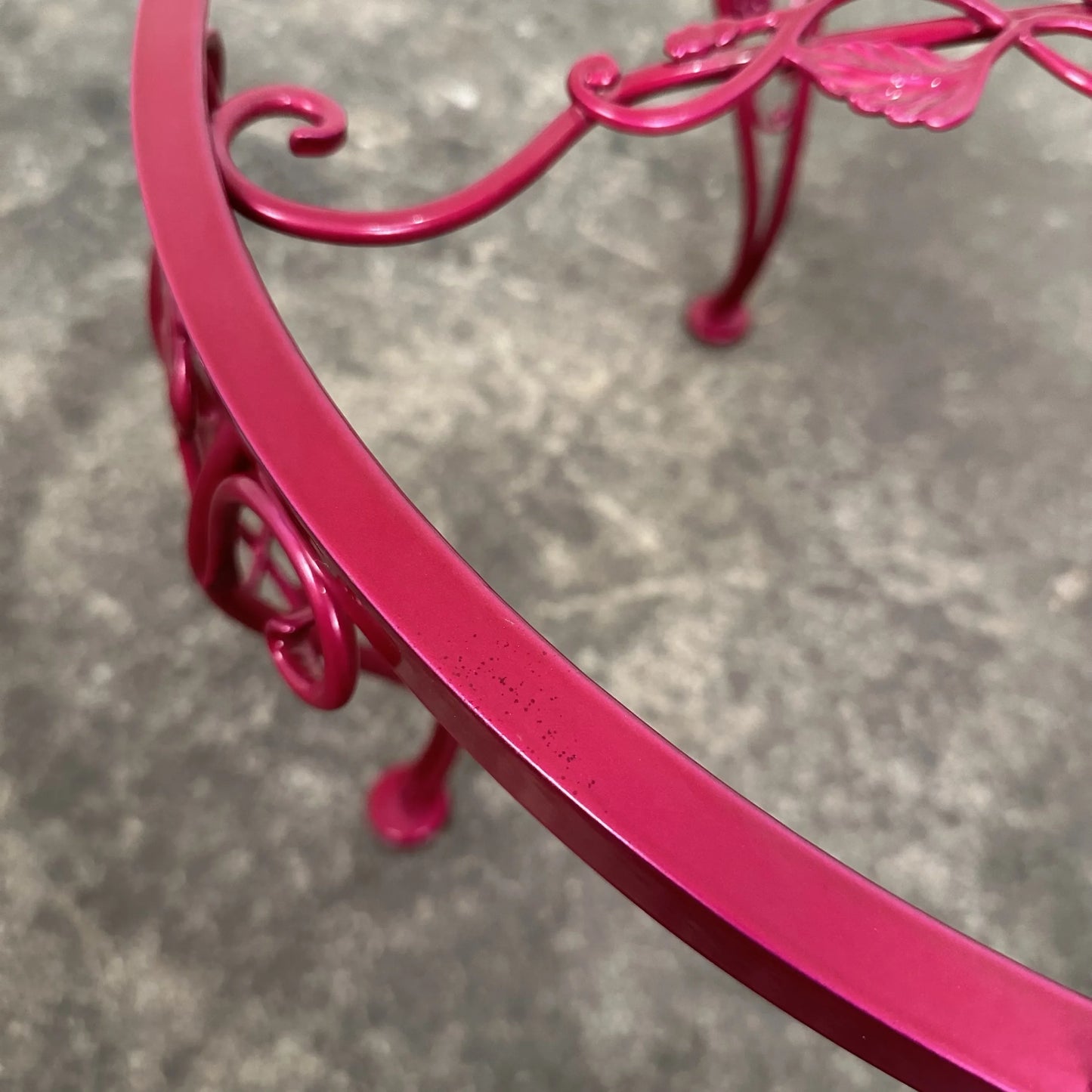 Newly Powder Coated Woodard Chantilly Rose Wrought Iron Outdoor Side Table