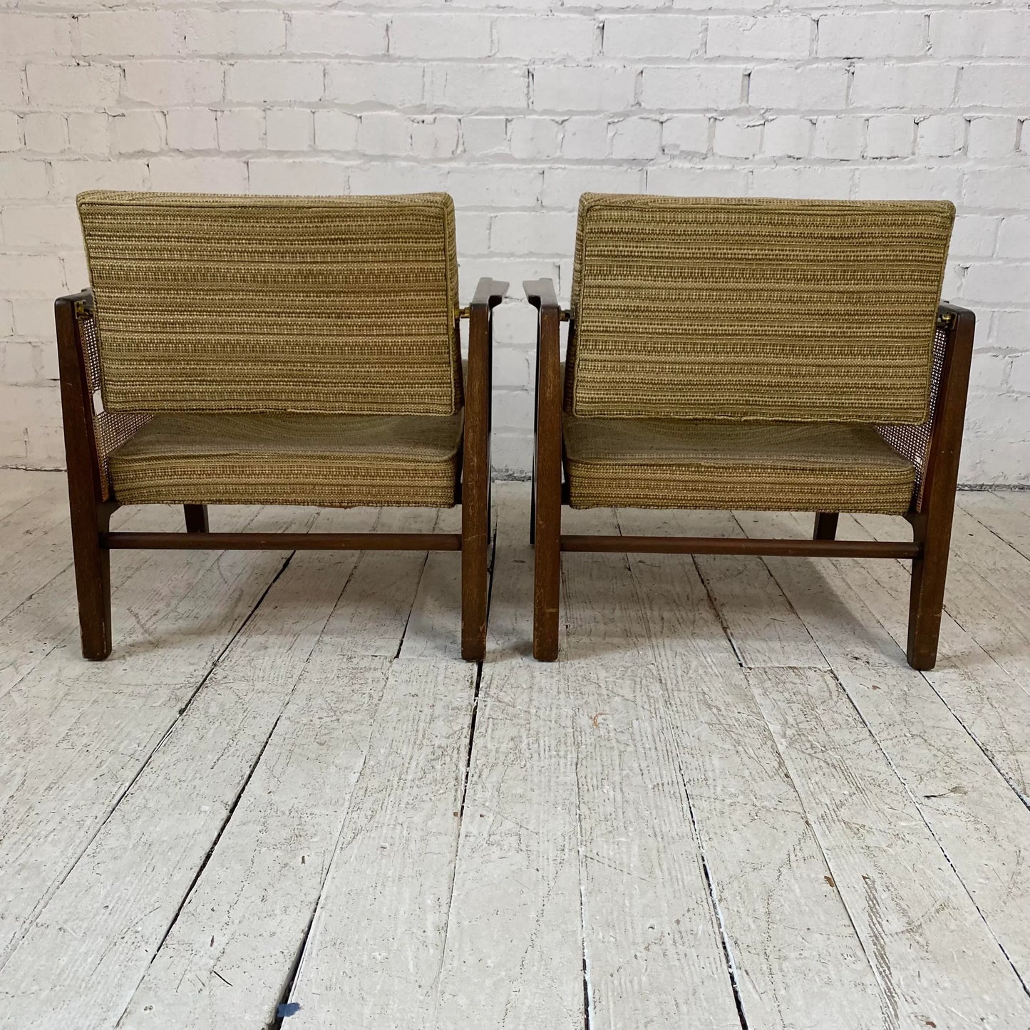 Pair of Cane Sided Lounge Chairs by Edward Wormley for Dunbar