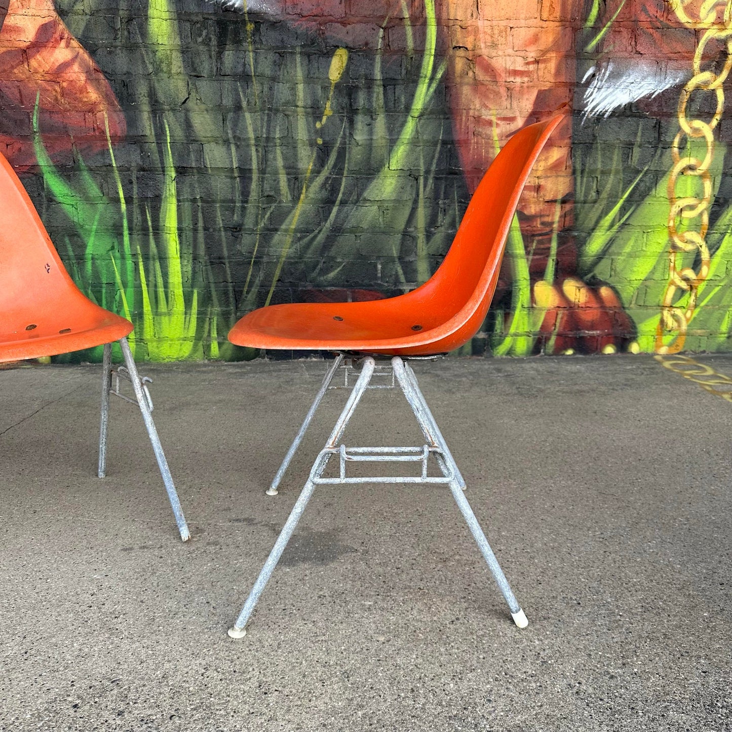 Orange Eames Shell Chairs for Herman Miller