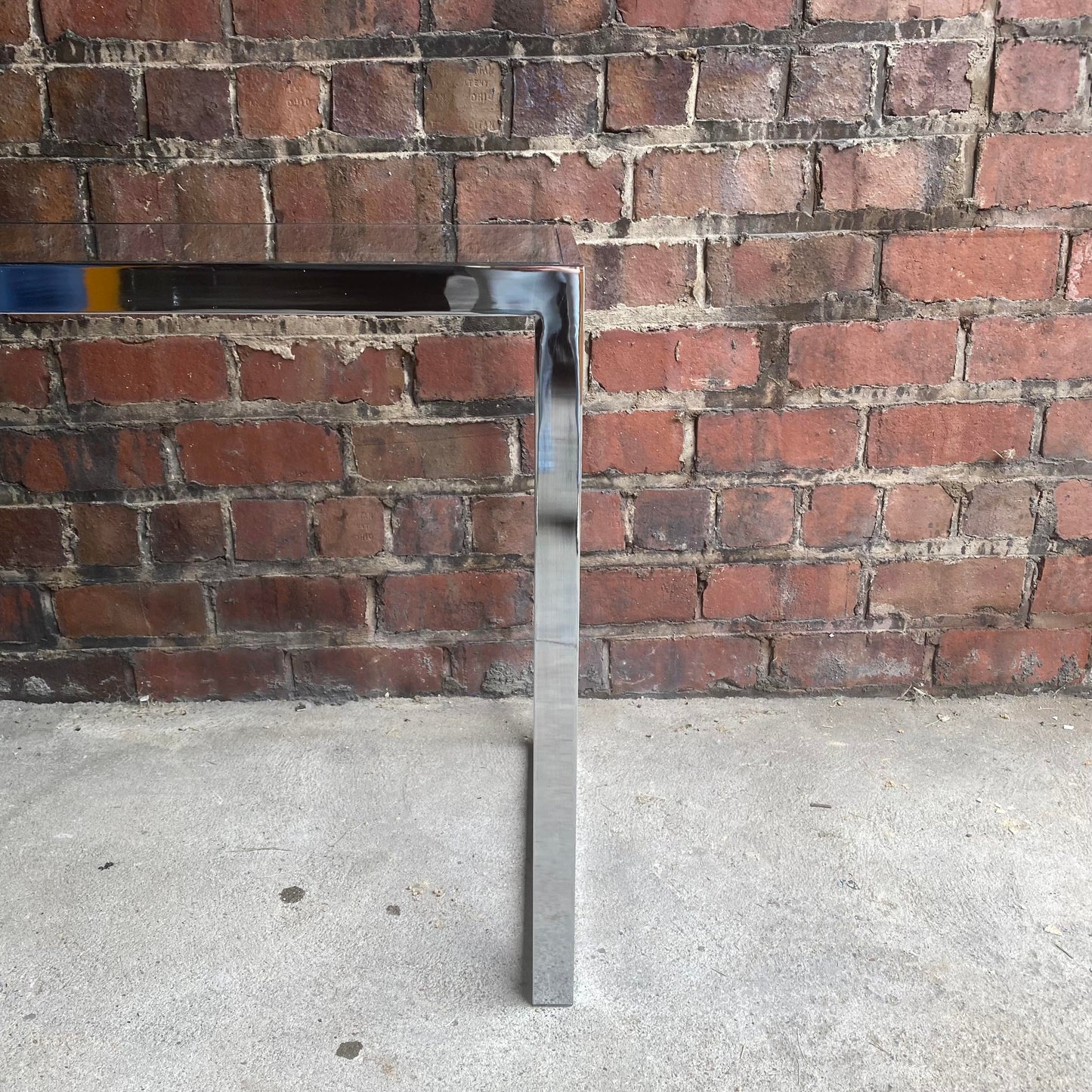 Vintage Chrome Long Side Table In the Style of Milo Baughman